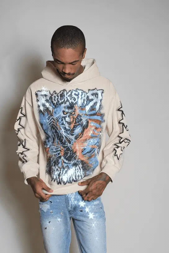 Krio Beige Rhinestone Oversized Hoodie