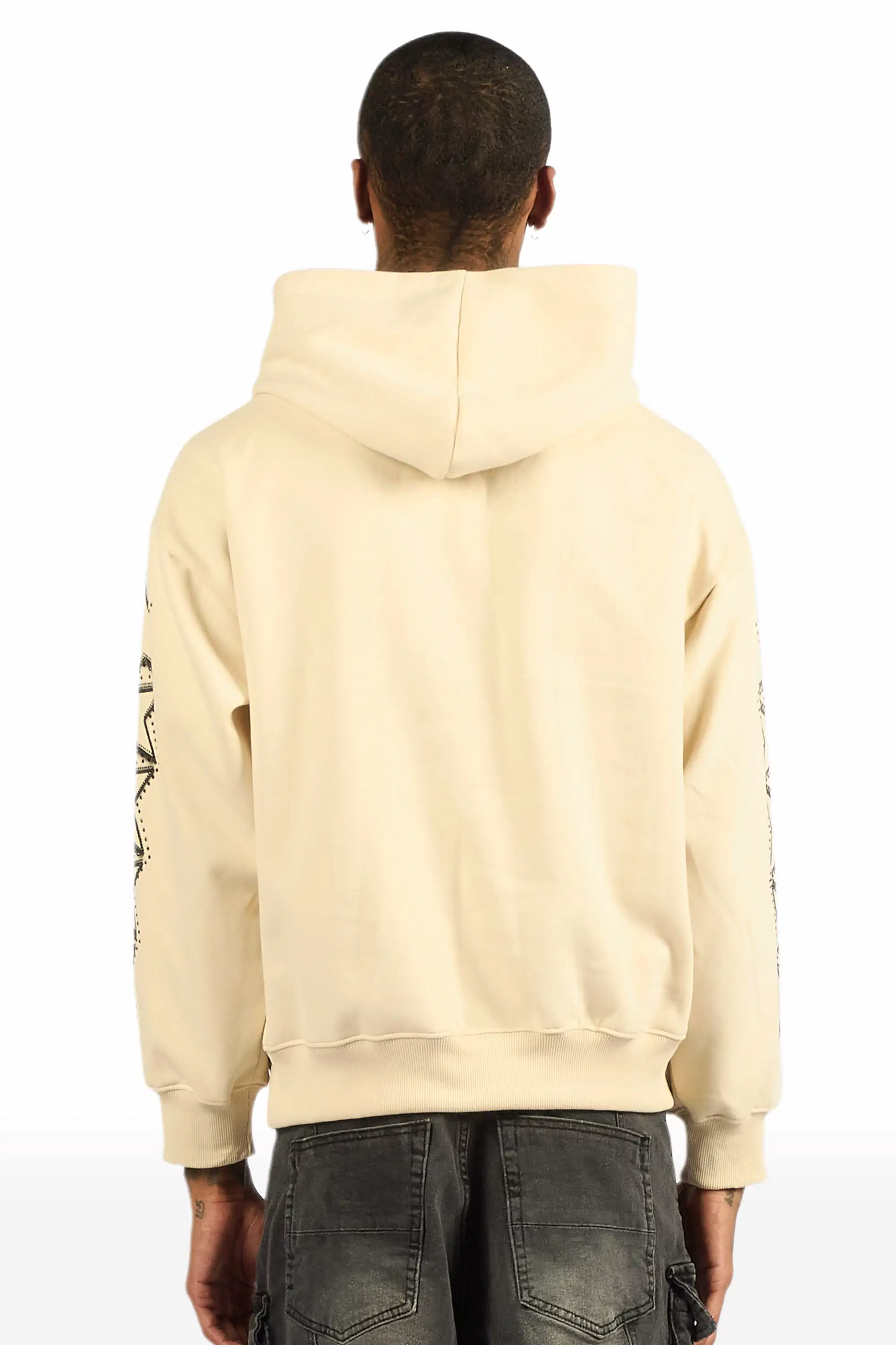 Krio Beige Rhinestone Oversized Hoodie - Image 5