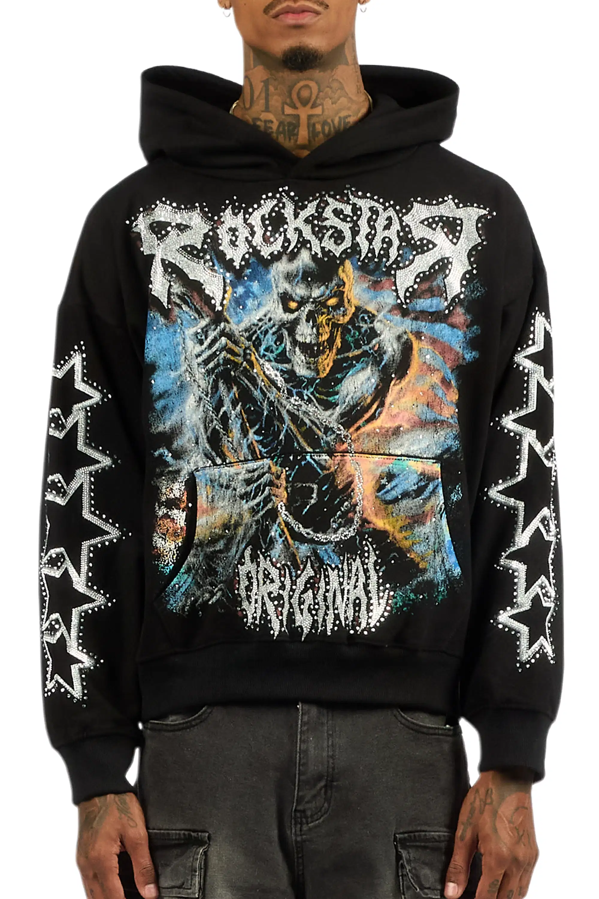 Krio Black Rhinestone Oversized Hoodie - Image 8