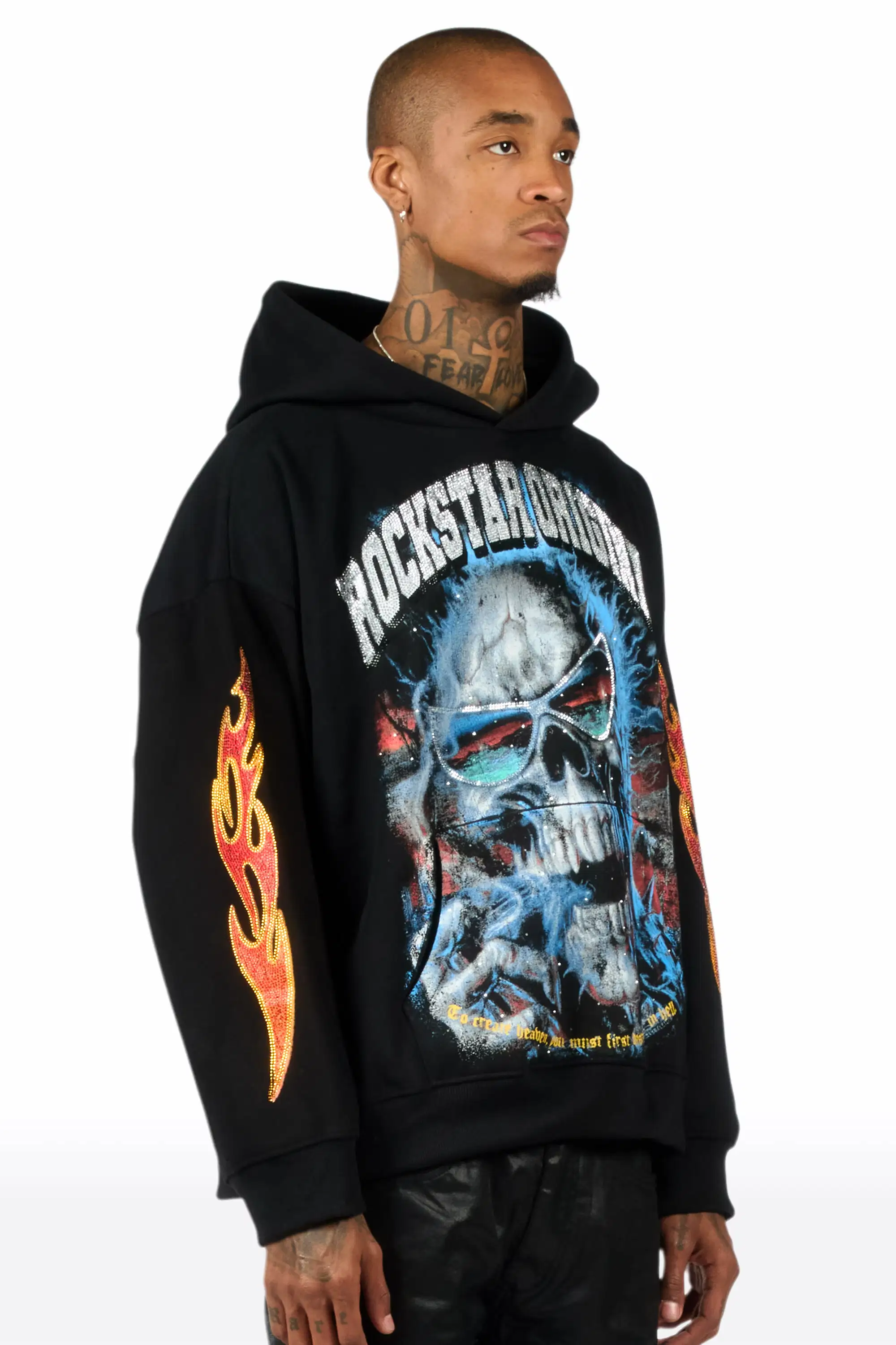 Slate Black Rhinestone Oversized Hoodie - Image 4