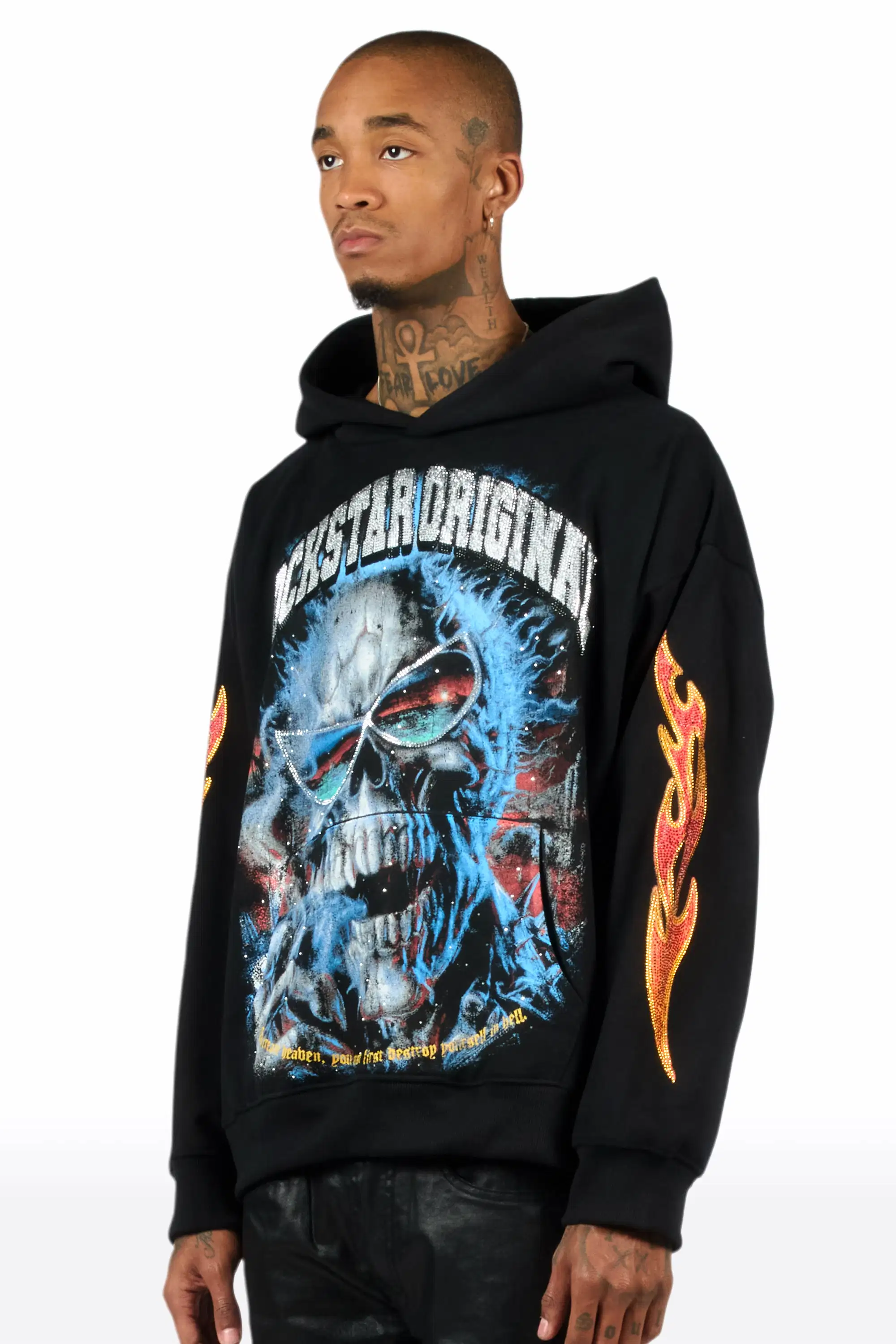 Slate Black Rhinestone Oversized Hoodie - Image 5