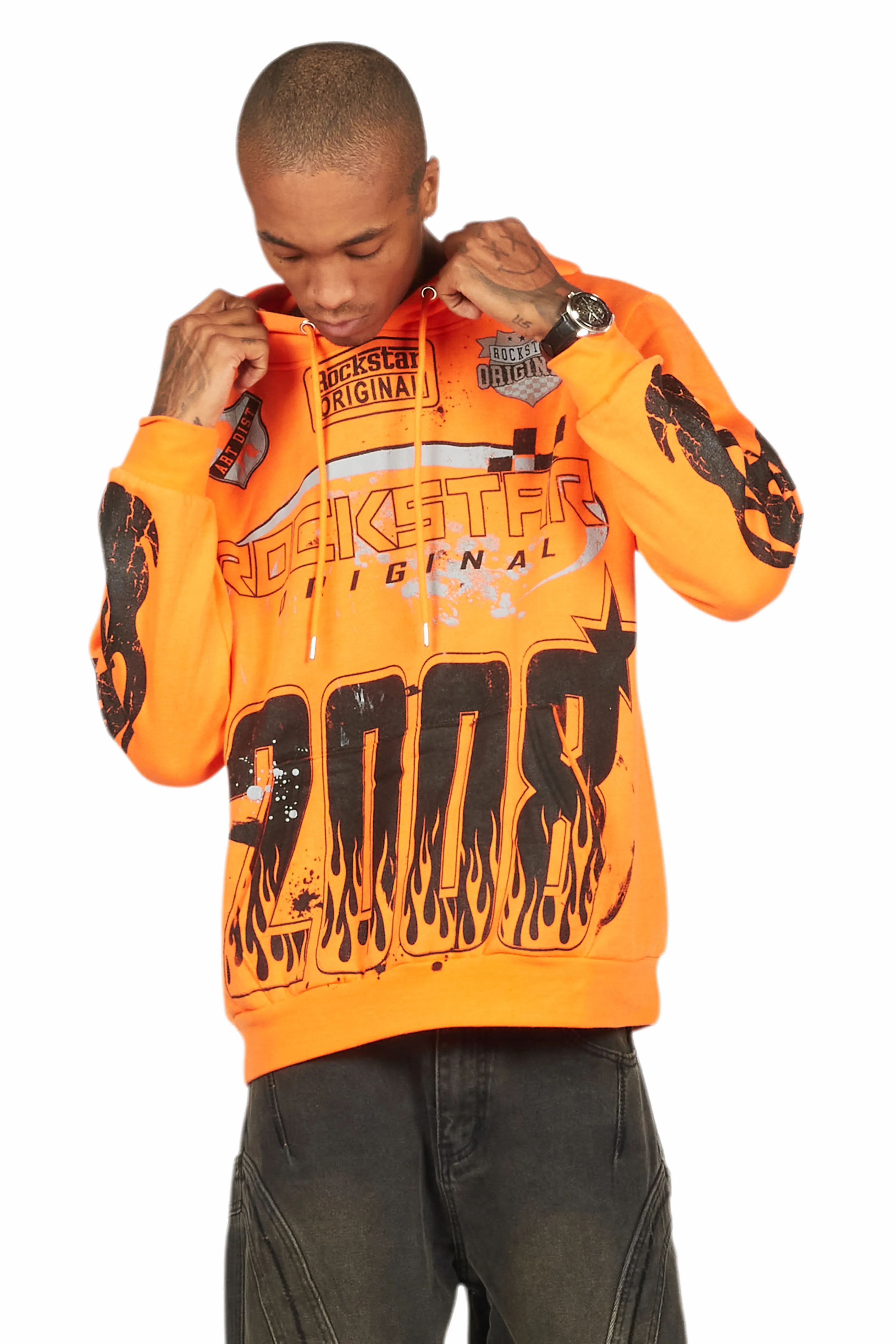 Amos Orange Graphic Relaxed Hoodie - Image 6