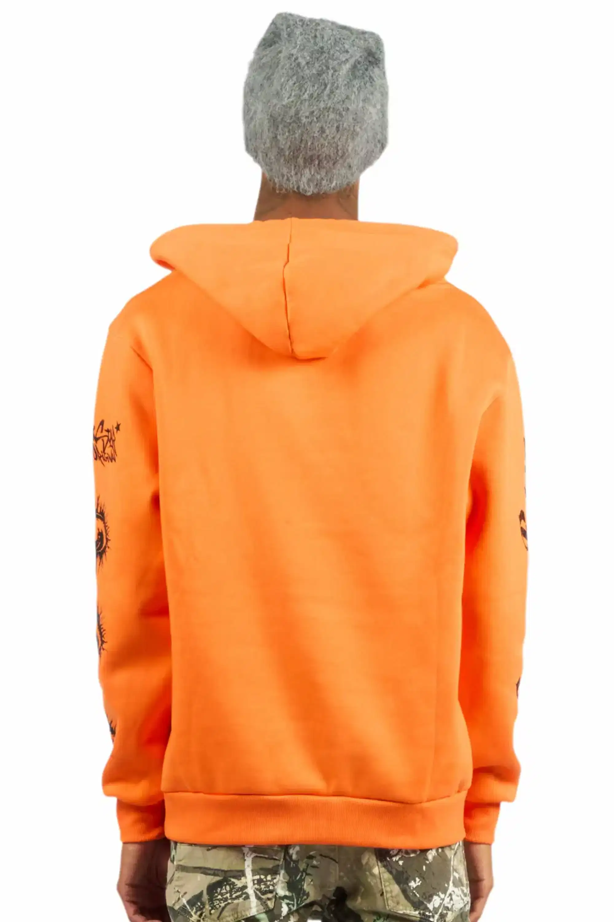 All Seeing Eyes Orange Graphic Relaxed Hoodie - Image 4