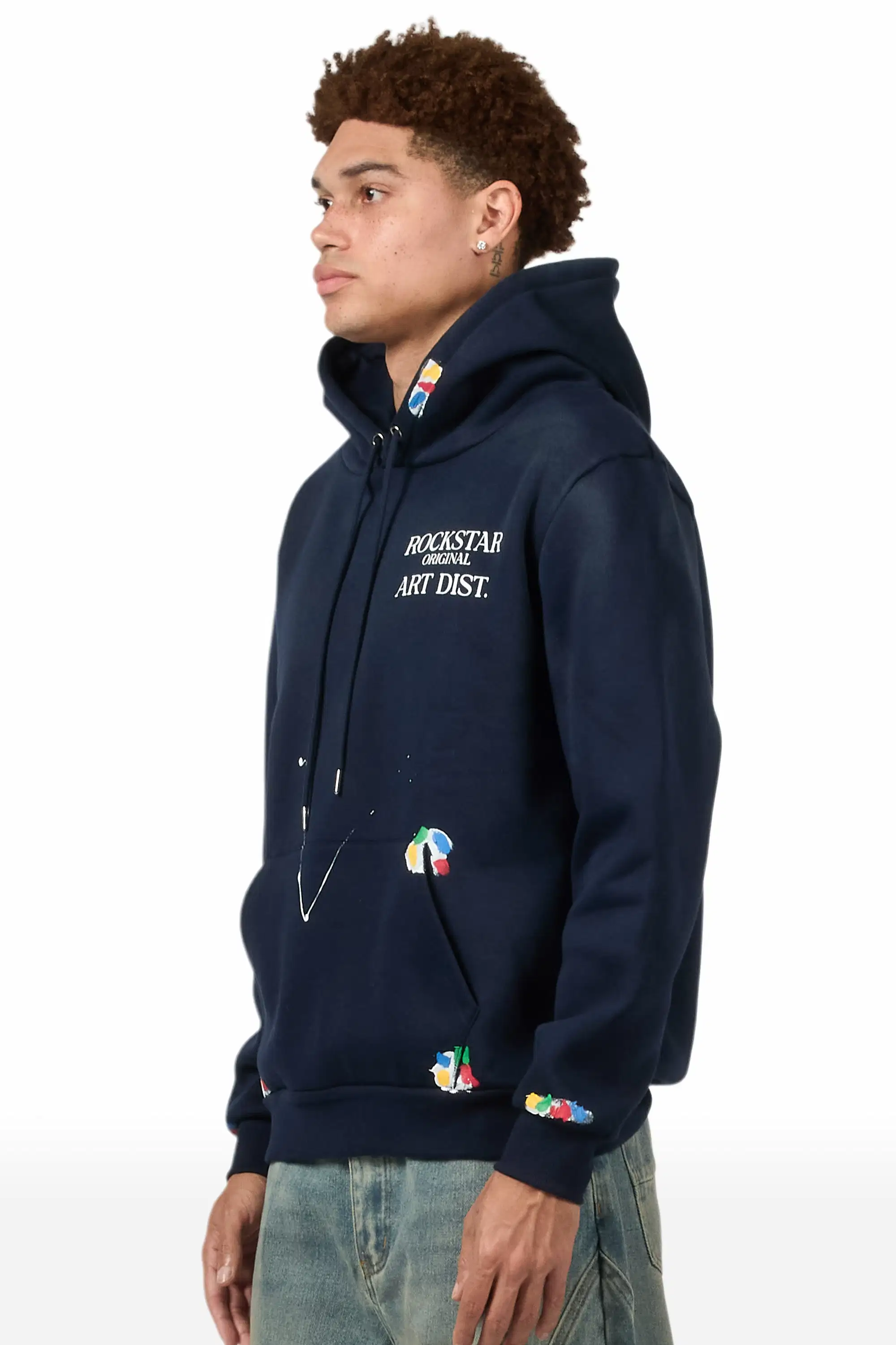 Rockstar Art Dist. Navy Graphic Relaxed Hoodie - Image 5