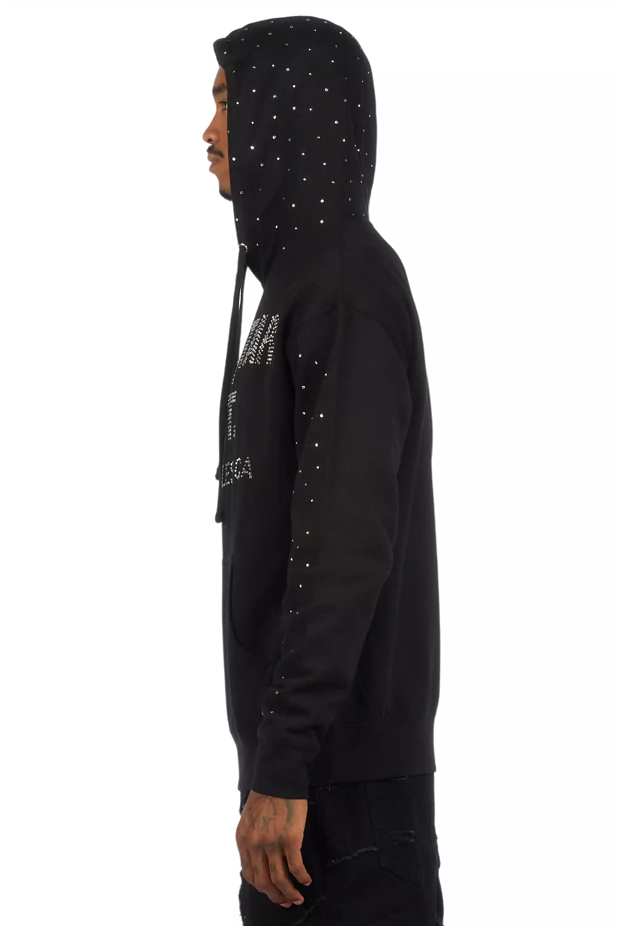 Thryll Black/Silver Rhinestone Graphic Hoodie - Image 6