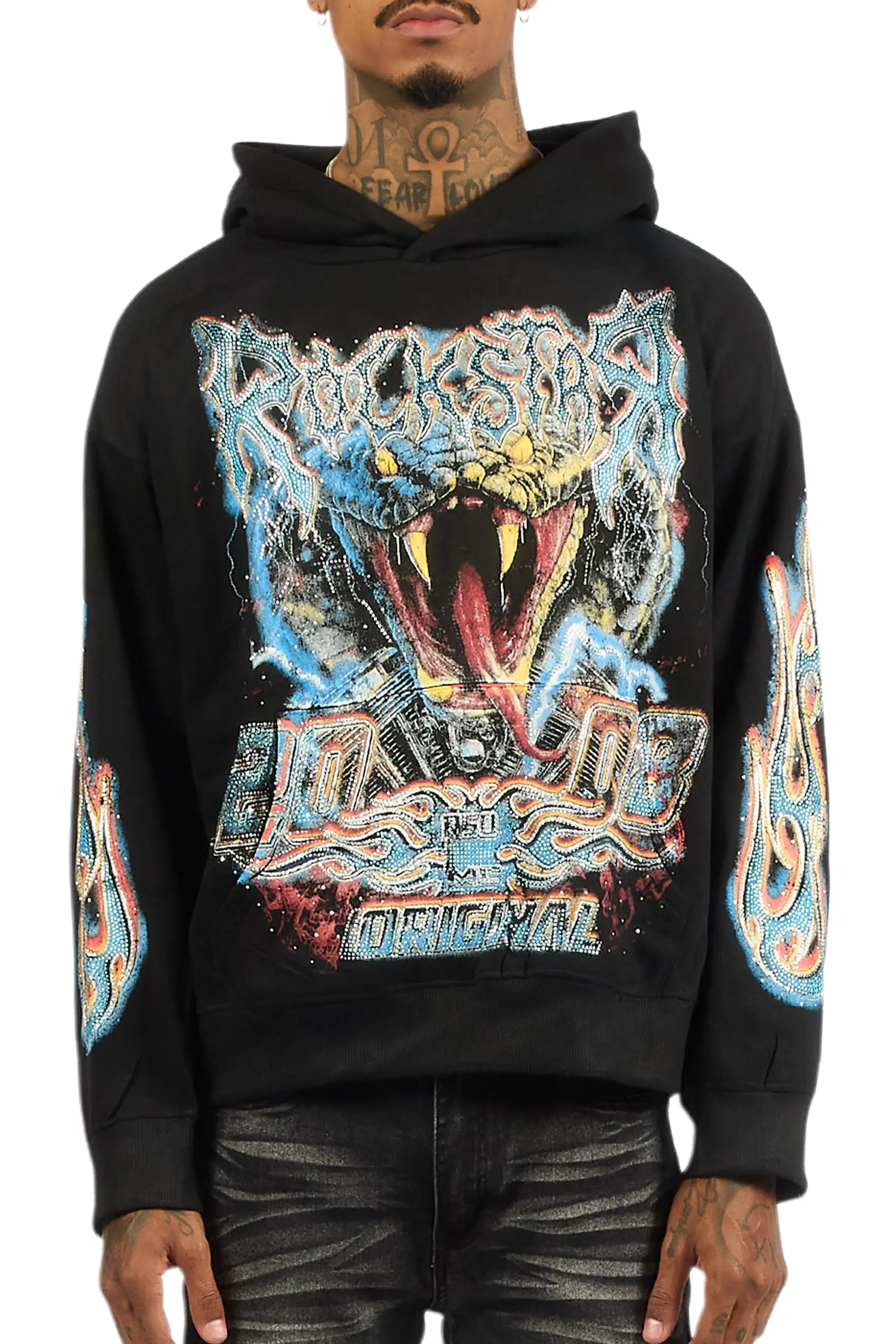Rhylo Black Rhinestone Oversized Hoodie - Image 8