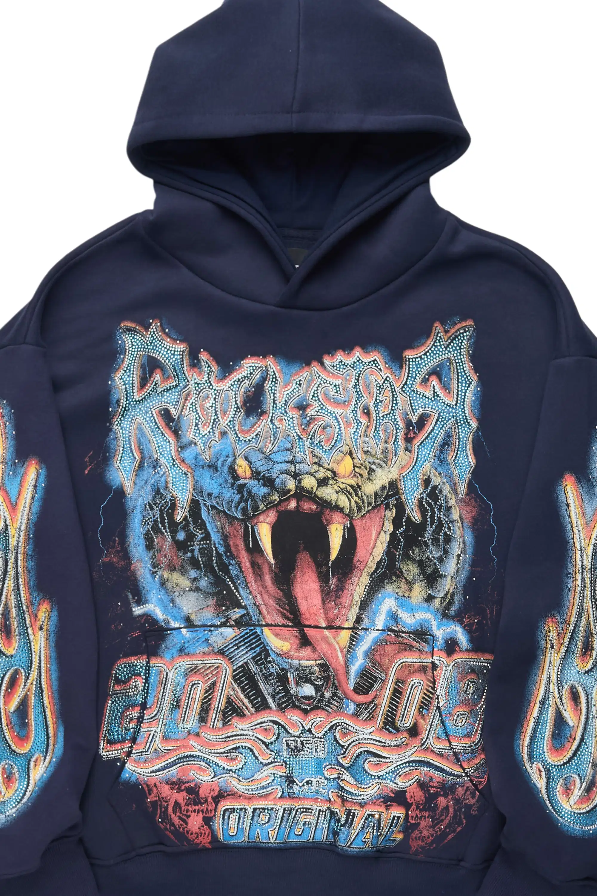 Rhylo Navy Rhinestone Oversized Hoodie - Image 7