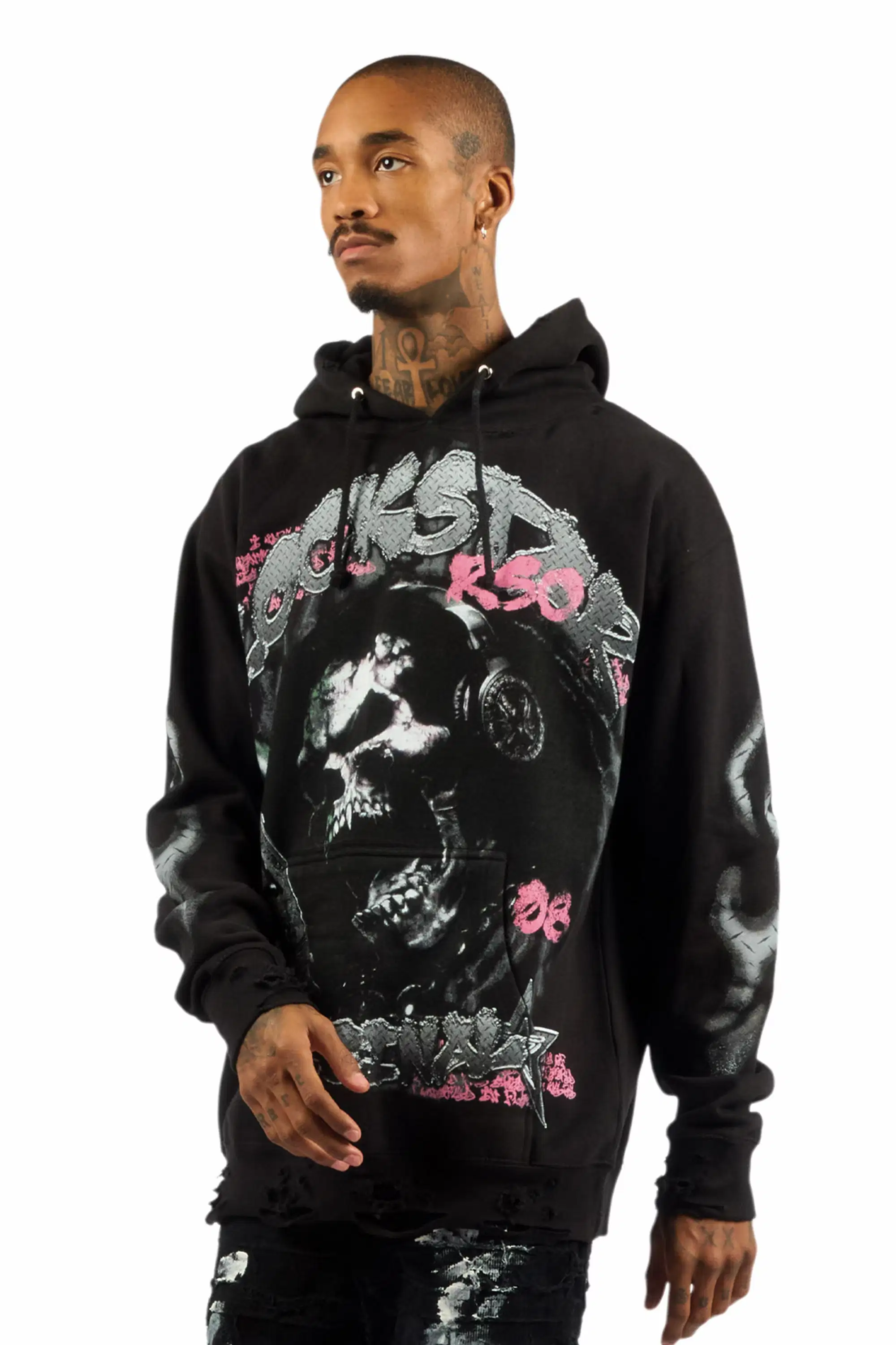 Tylenz Black/Multi Distressed Graphic Hoodie - Image 5