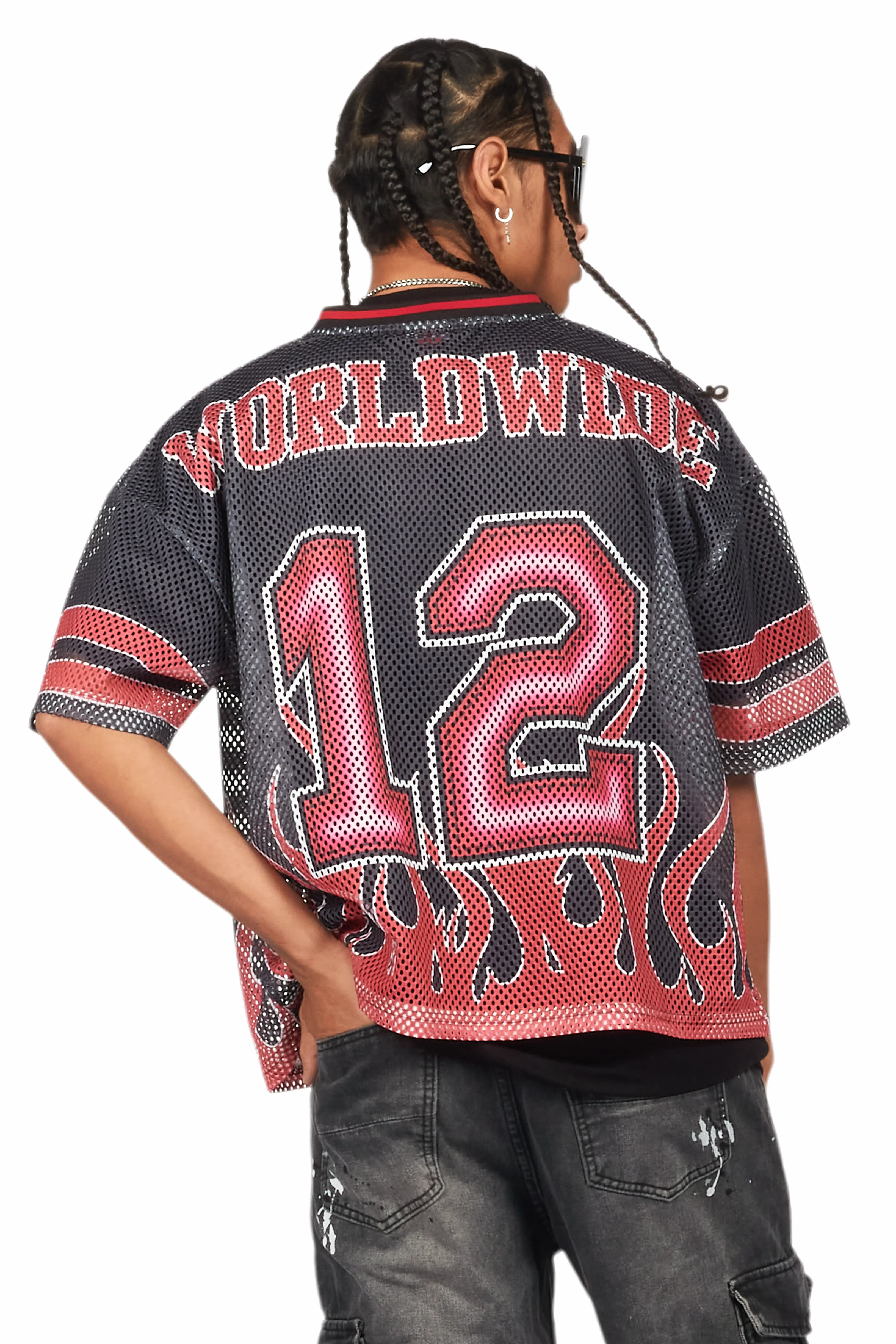 Lukas Black Oversize Graphic Mesh Jersey - Image 5