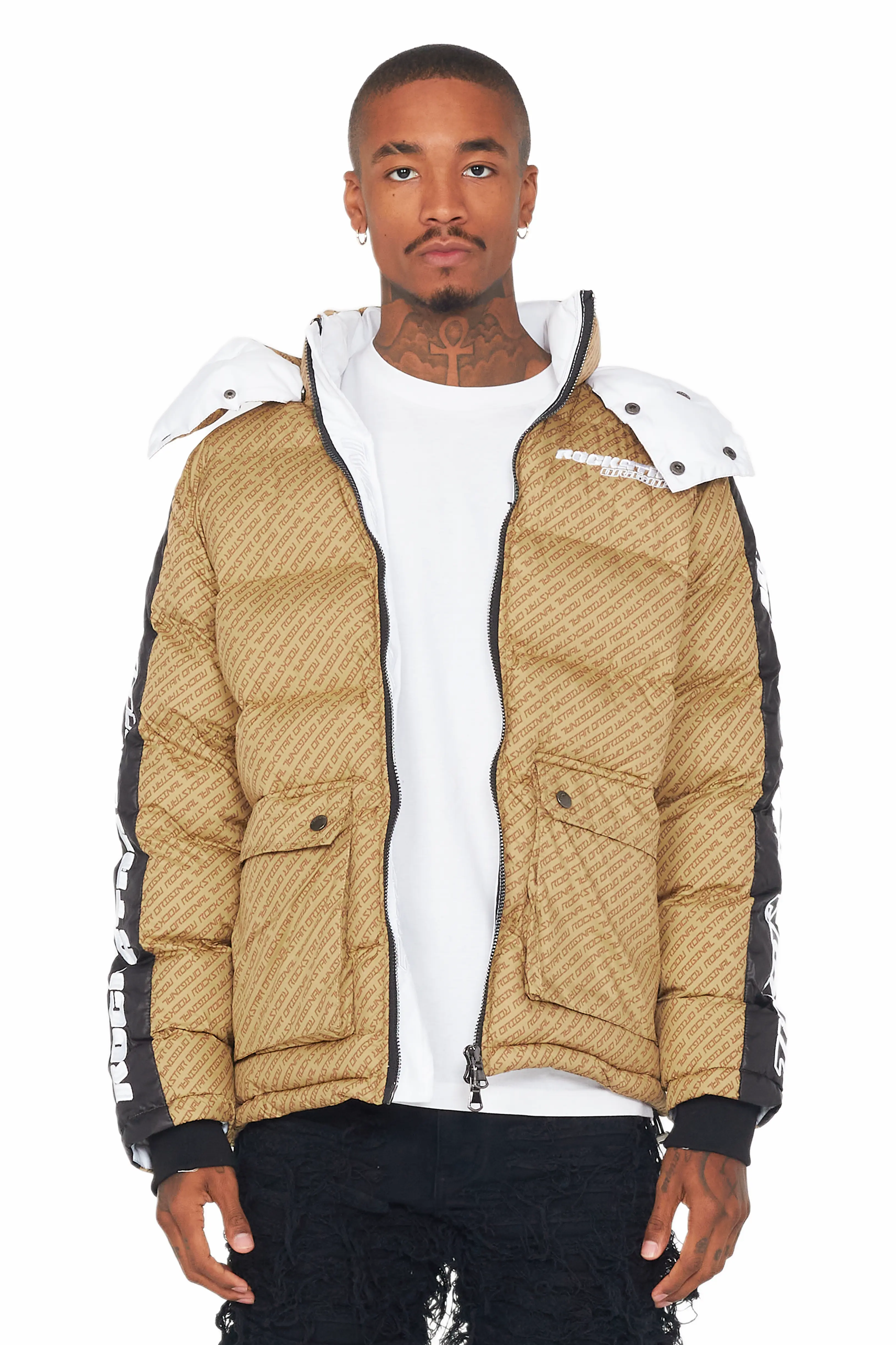 Bryson Puffer Jacket- Beige - Image 5