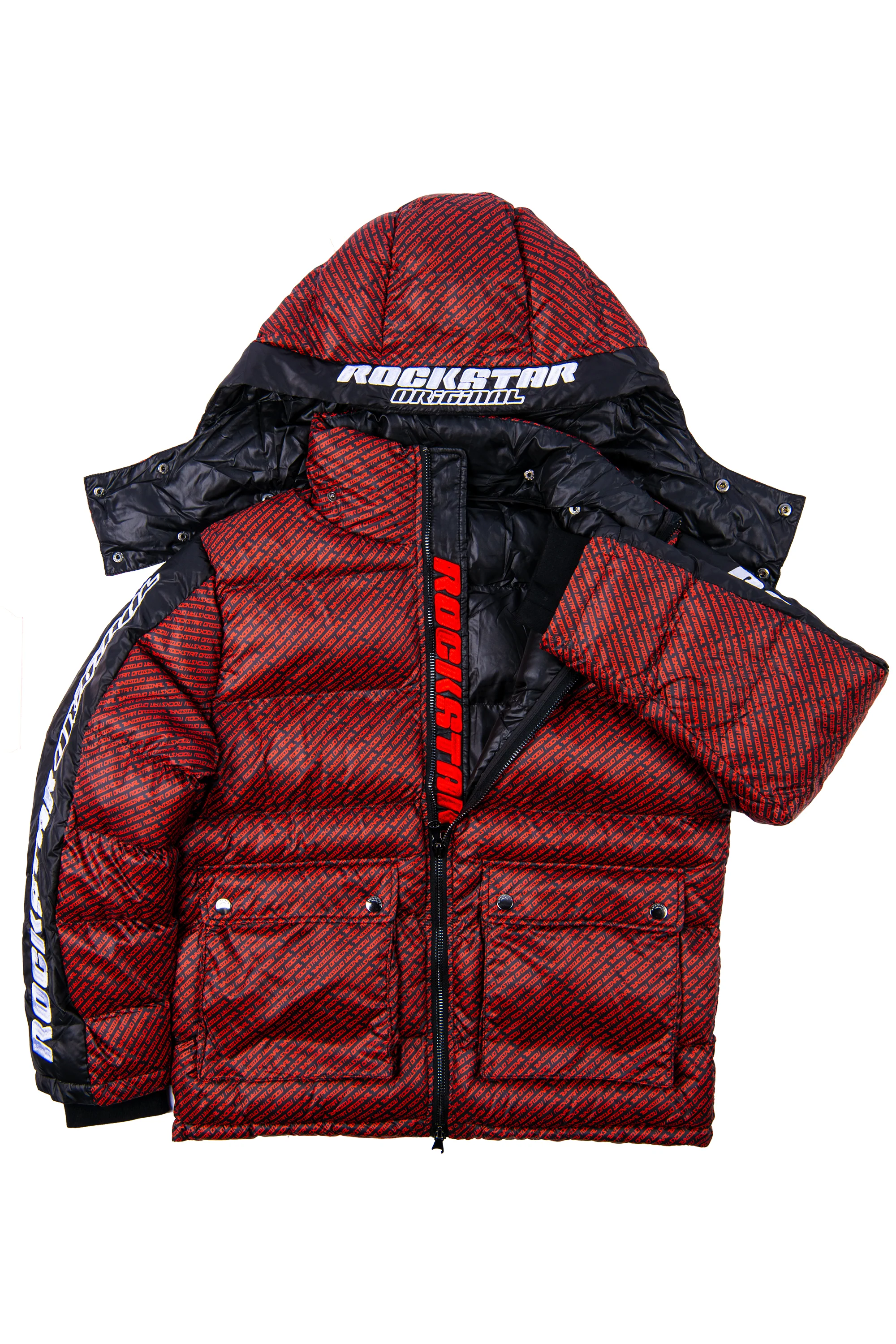 Bryson Puffer Jacket- Red/Blk - Image 2