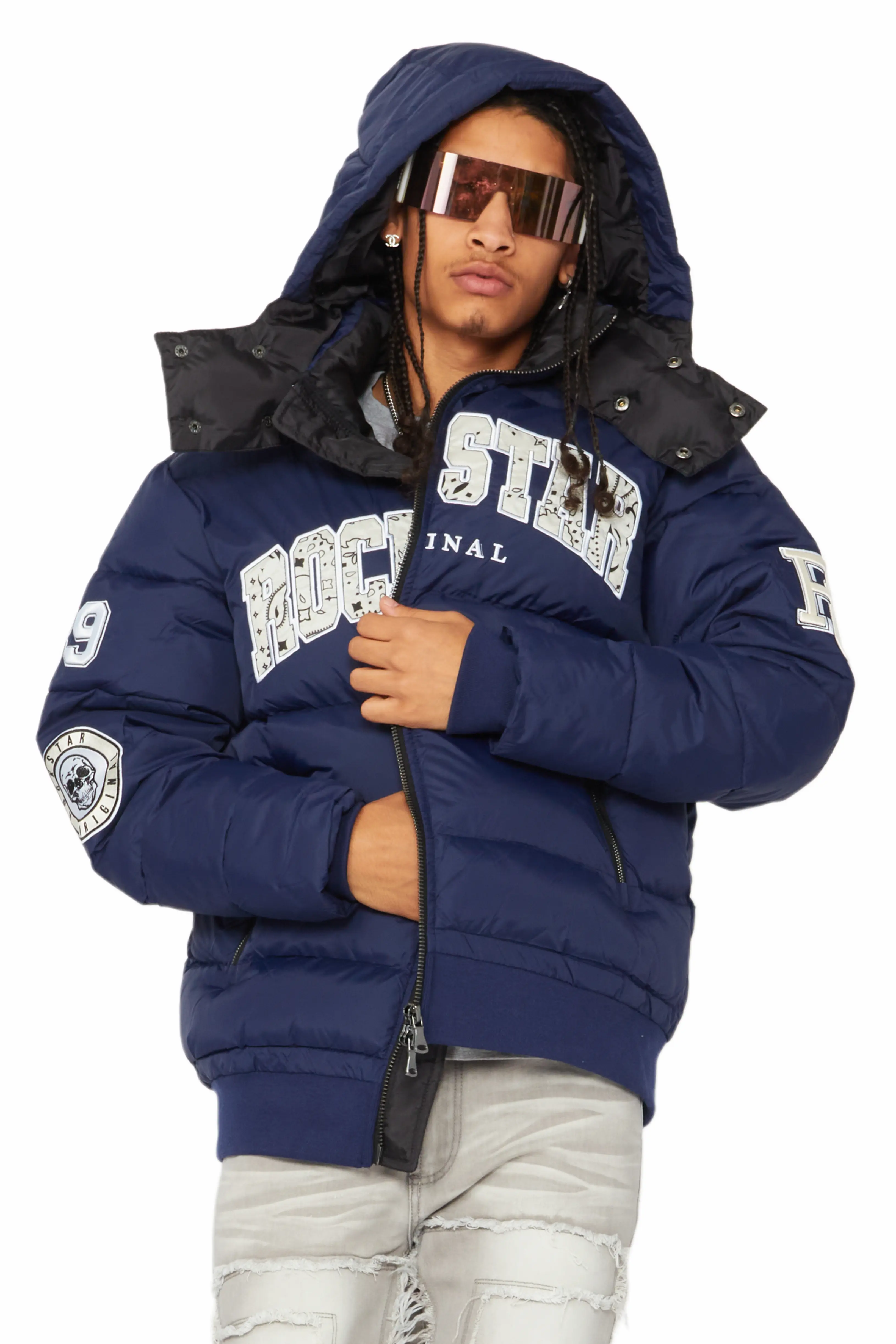 Bronx Navy Heavy Puffer Jacket - Image 4