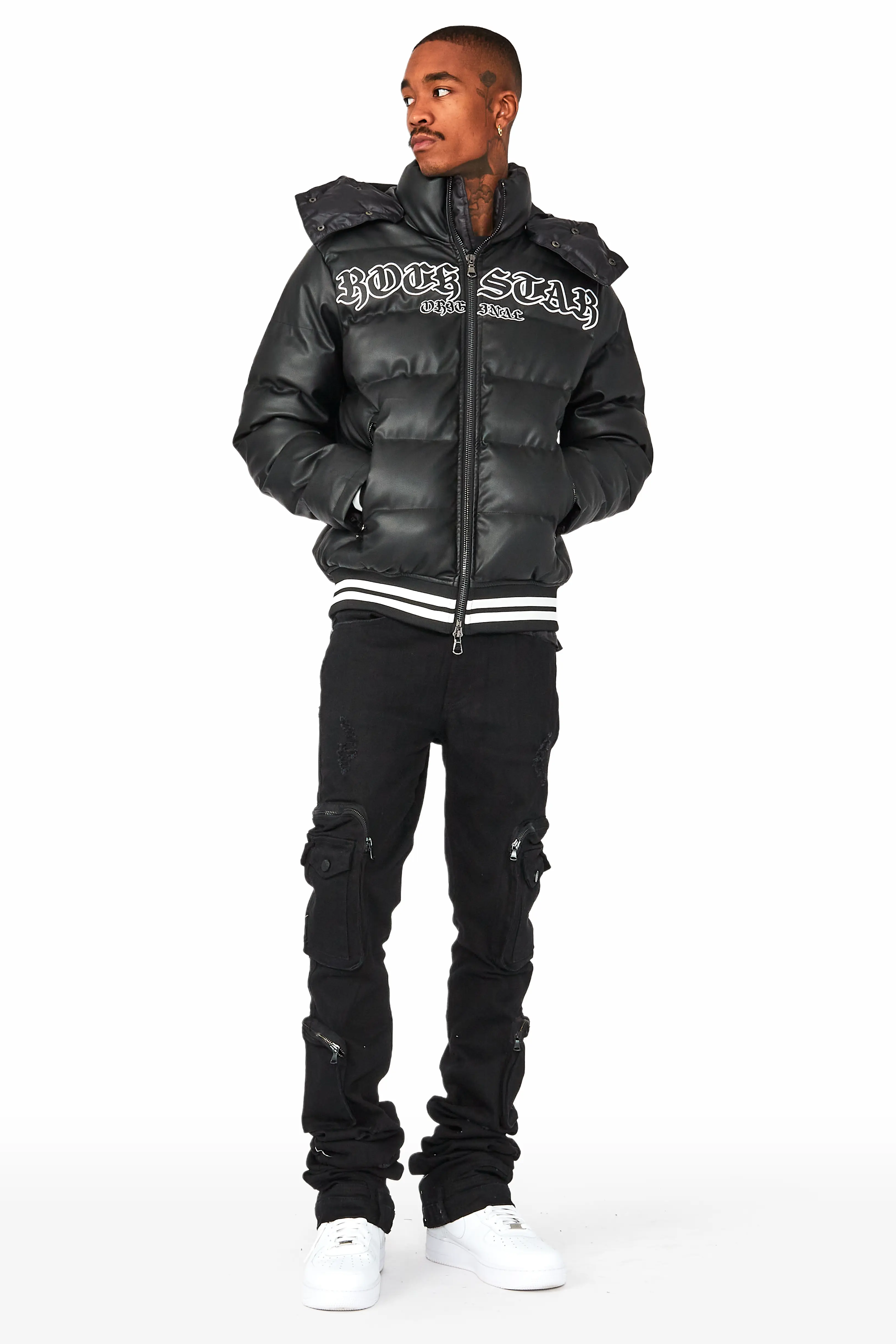 Achim Black Graphic Puffer Jacket - Image 4