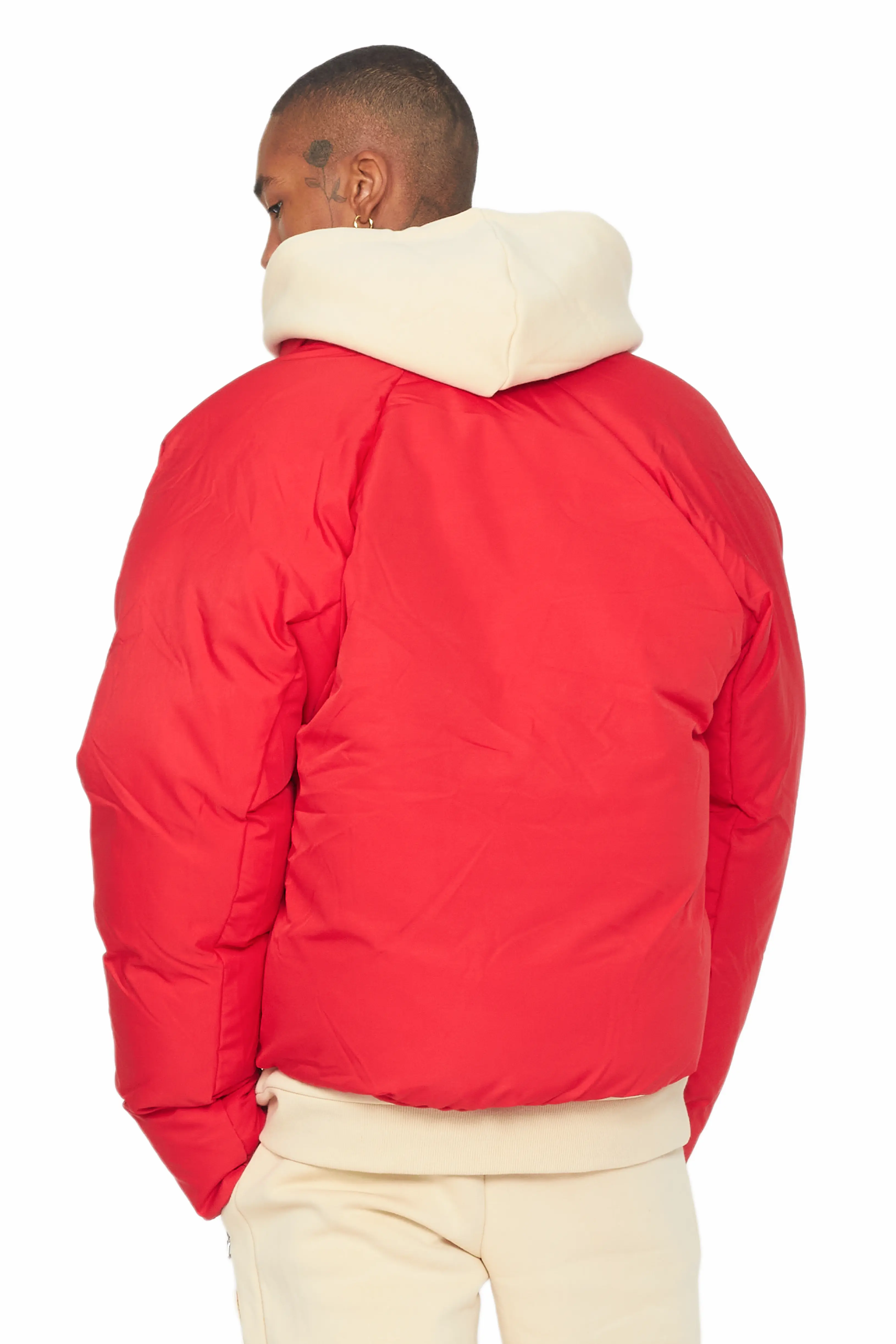 Damien Red Puffer Jacket - Image 4