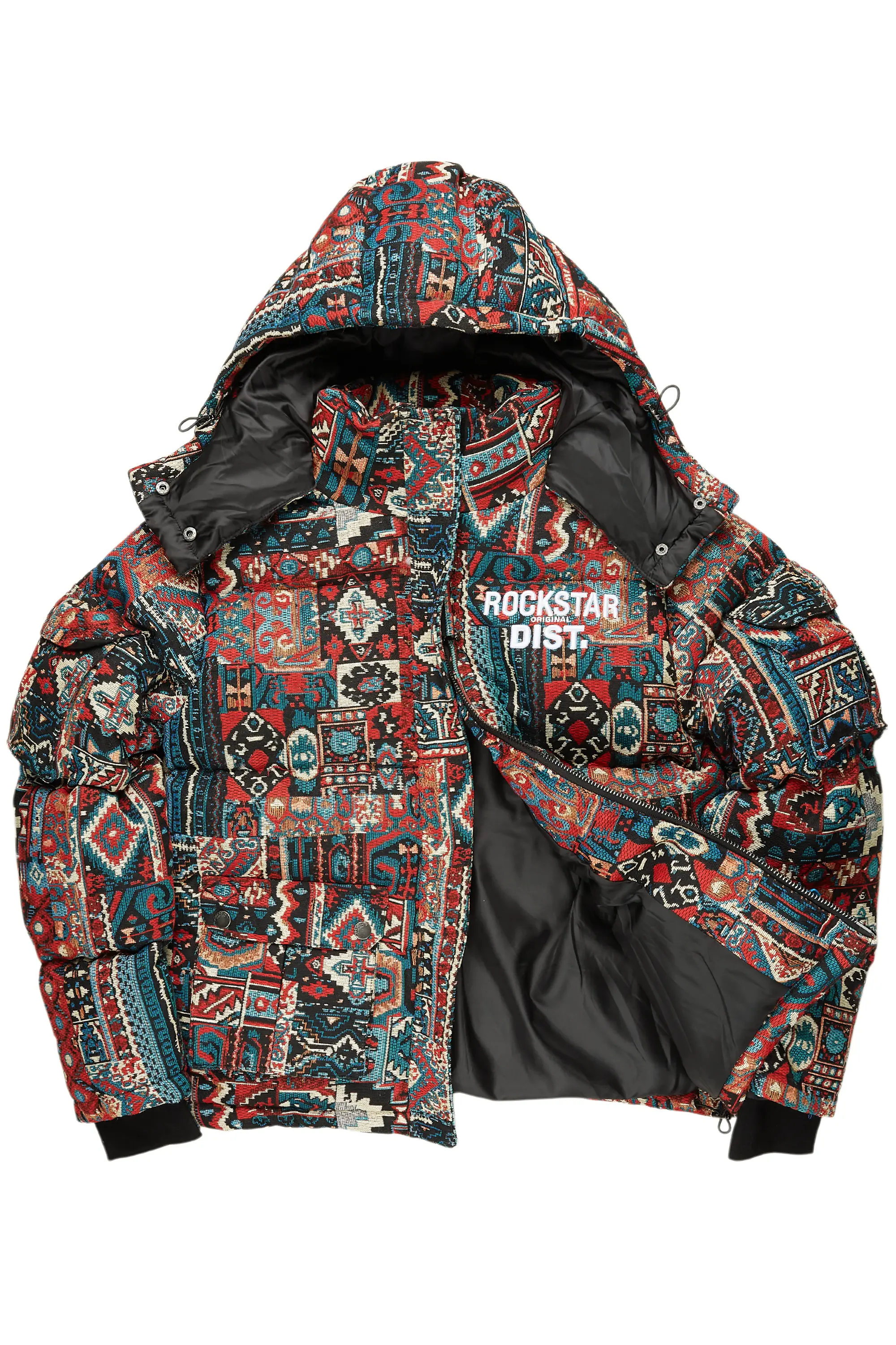 Nard Red Multi Tapestry Puffer Jacket - Image 2