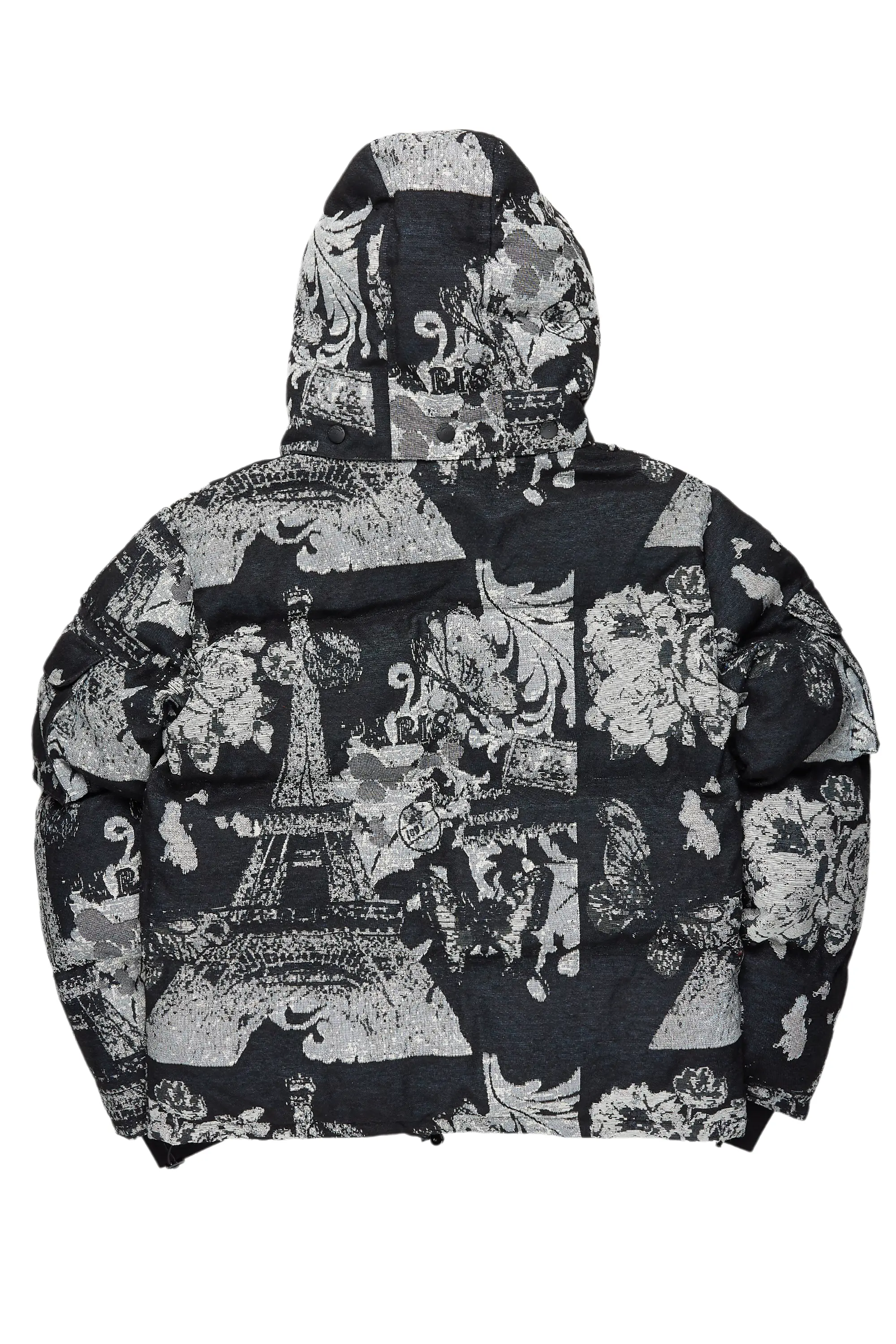 Lamont Black Tapestry Puffer Jacket - Image 10