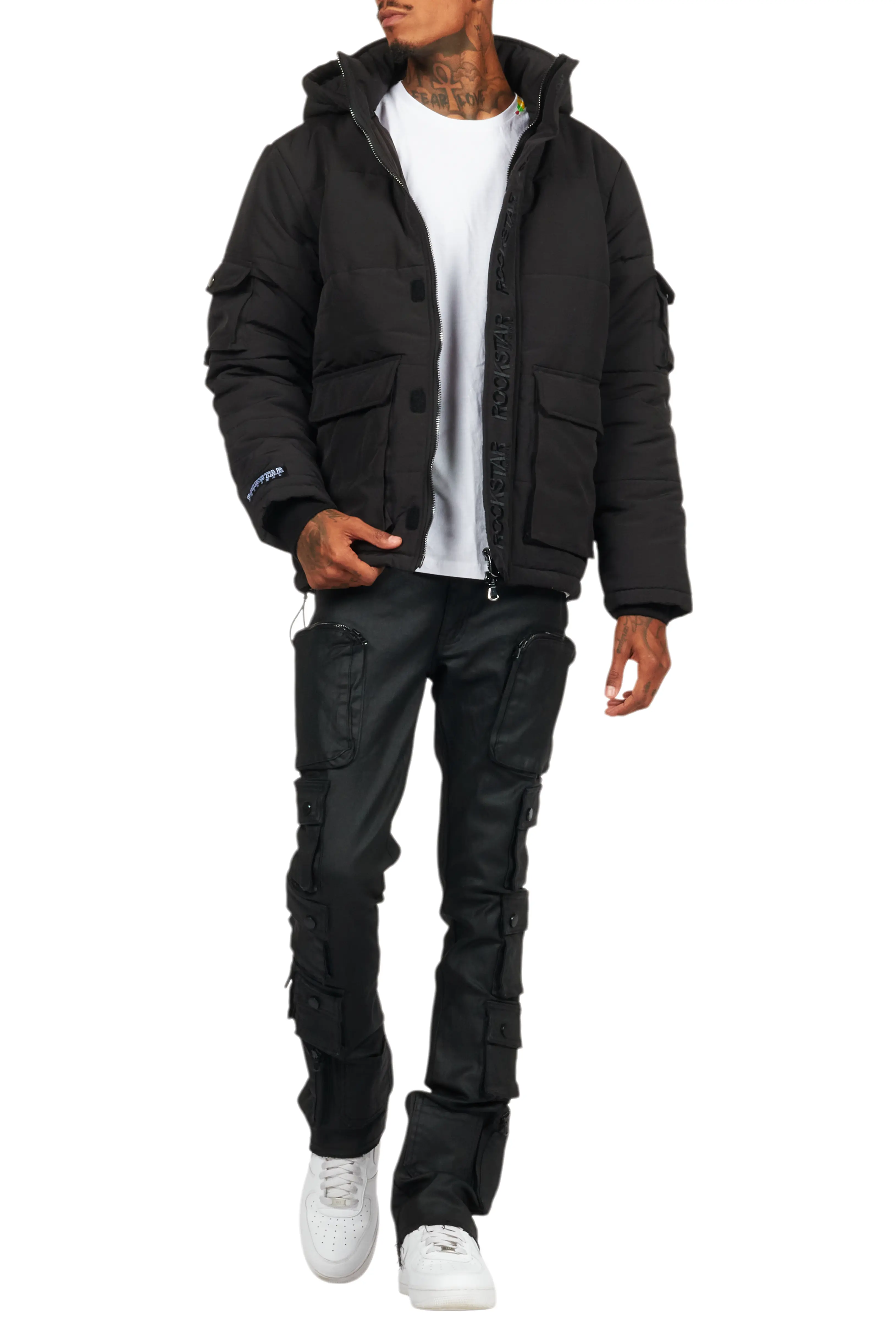 Adley Black Utility Puffer Jacket - Image 10