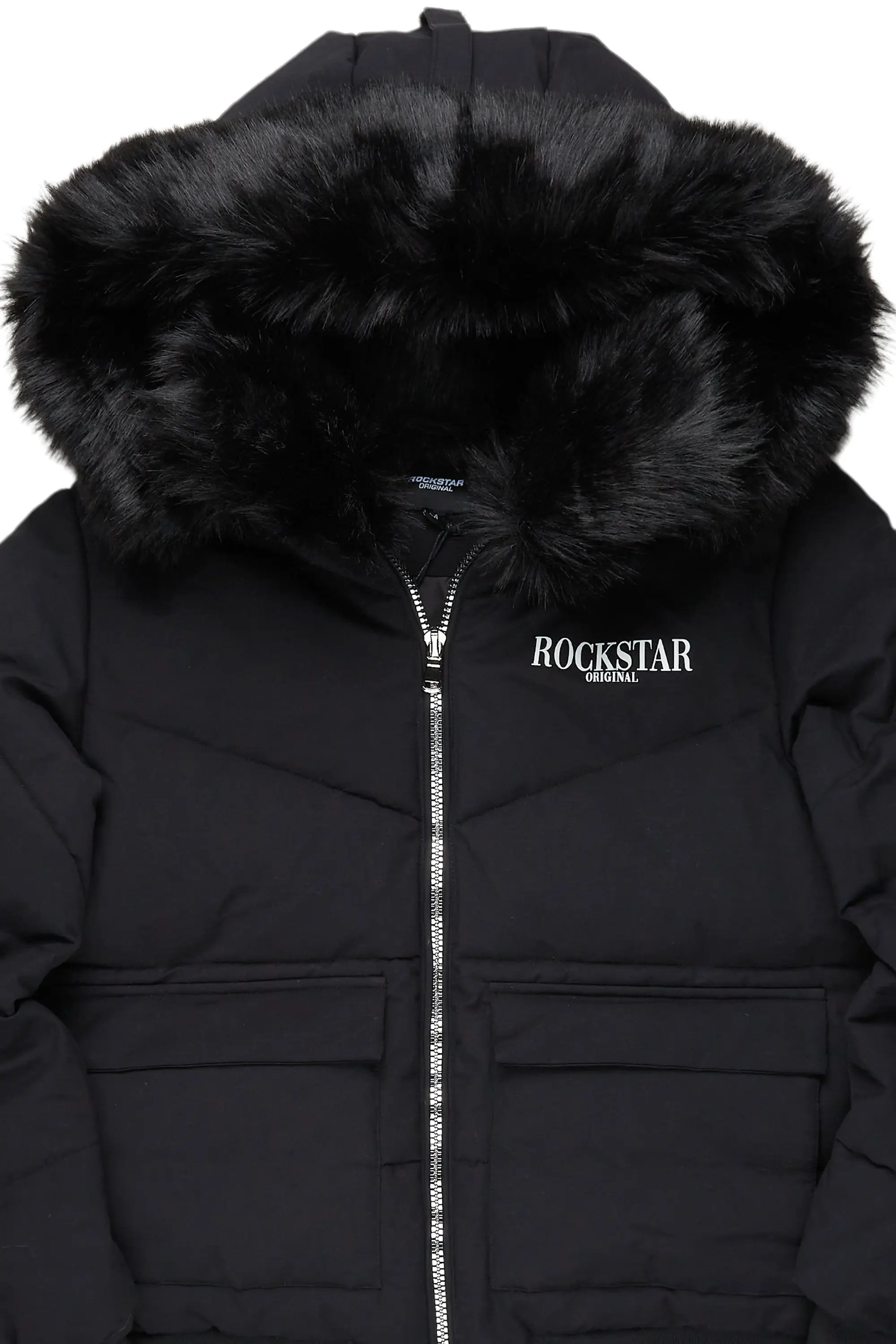 Langston Black Puffer Jacket with Fur Hood - Image 7