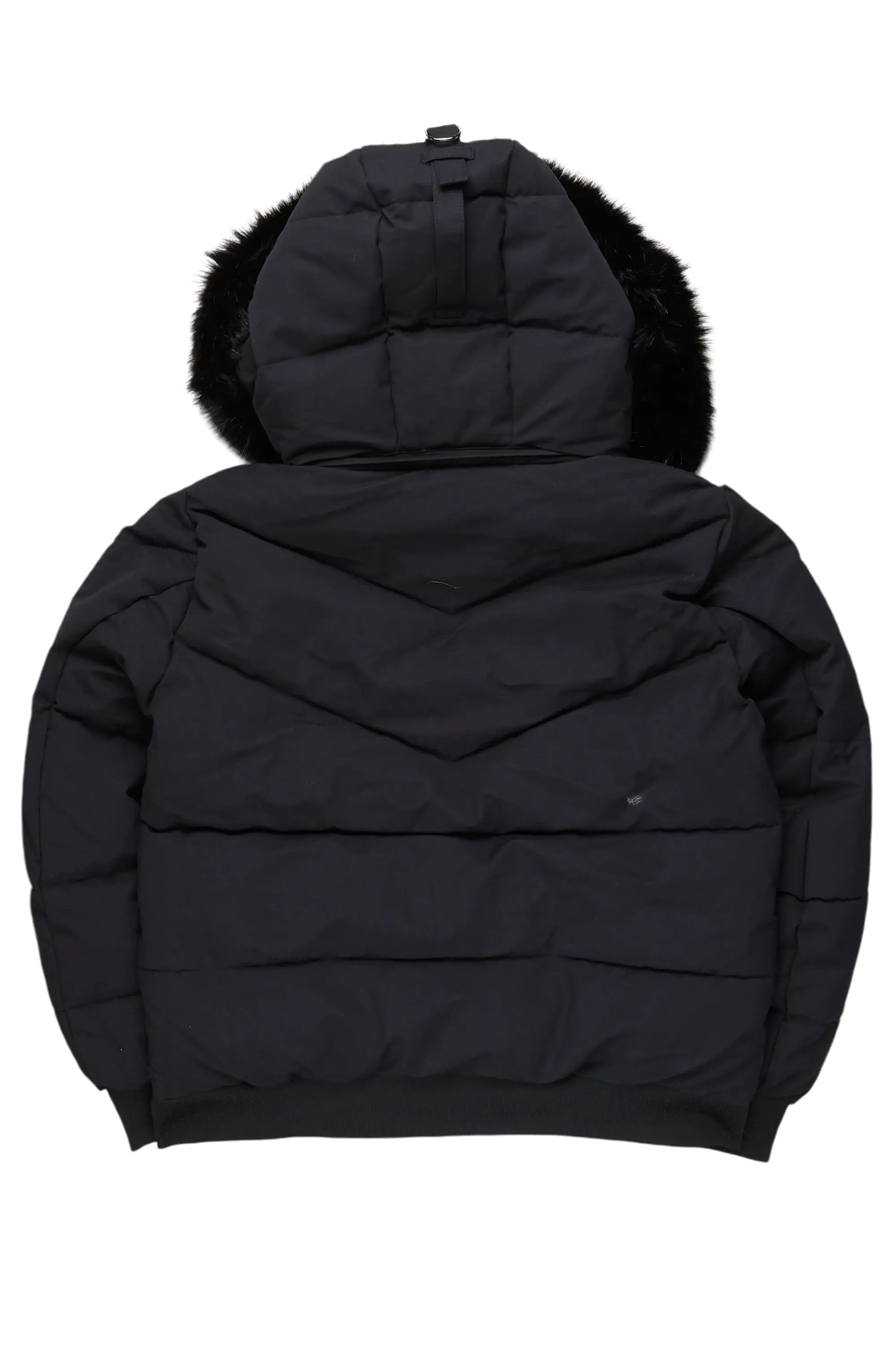 Langston Black Puffer Jacket with Fur Hood - Image 8