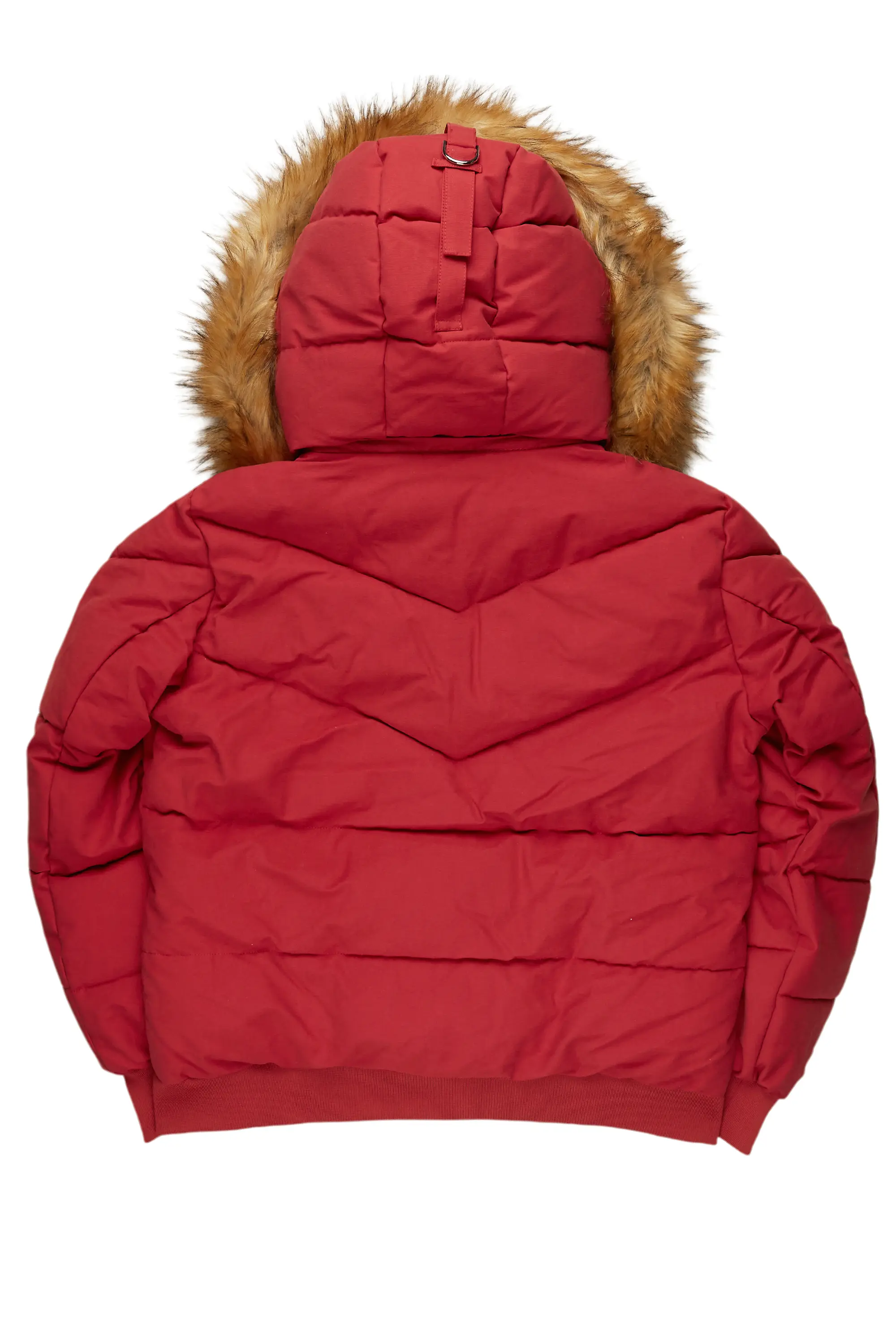 Langston Red Puffer Jacket with Fur Hood - Image 9