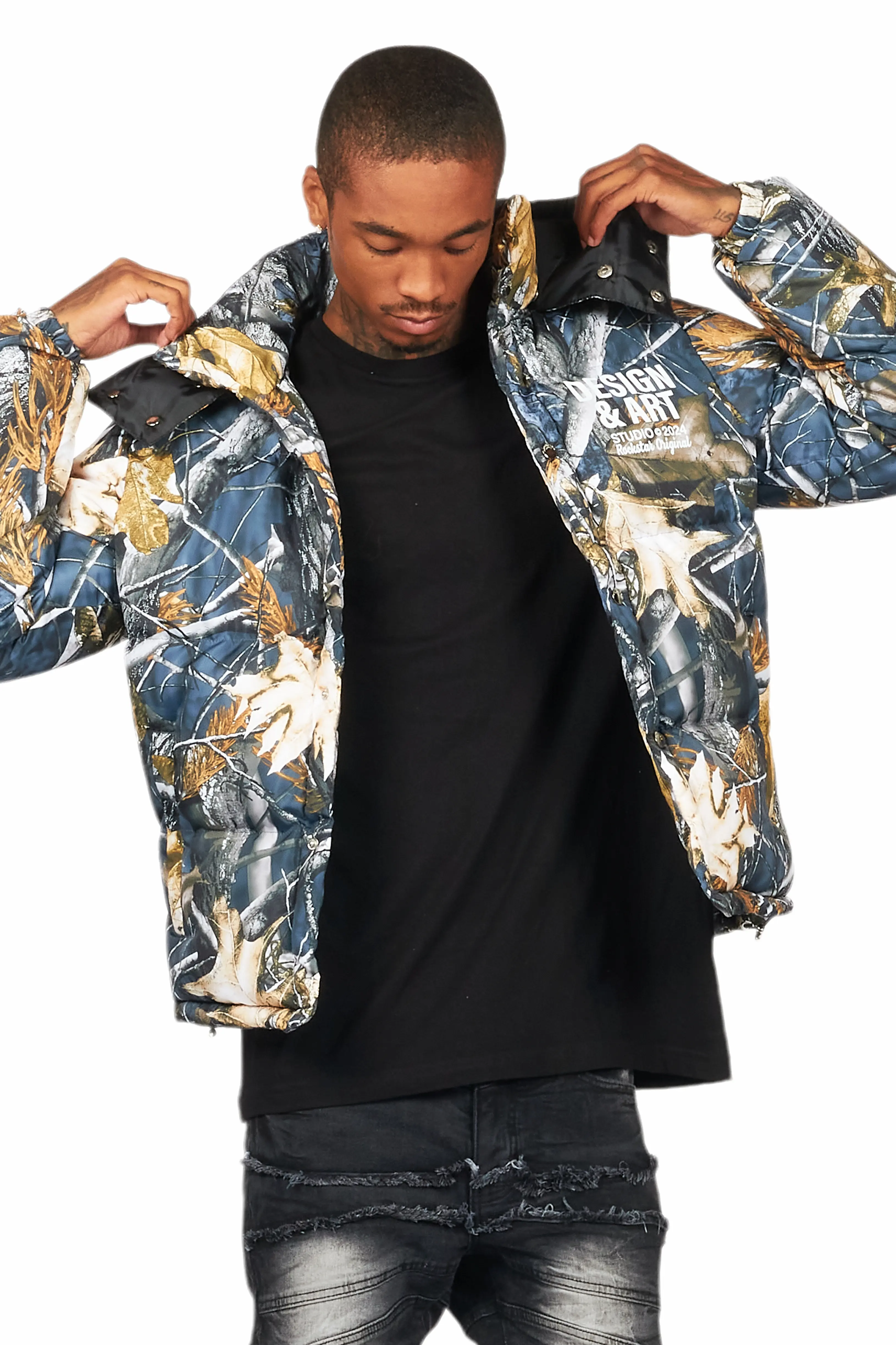 Bandik Black Tree Camo Puffer Jacket - Image 5