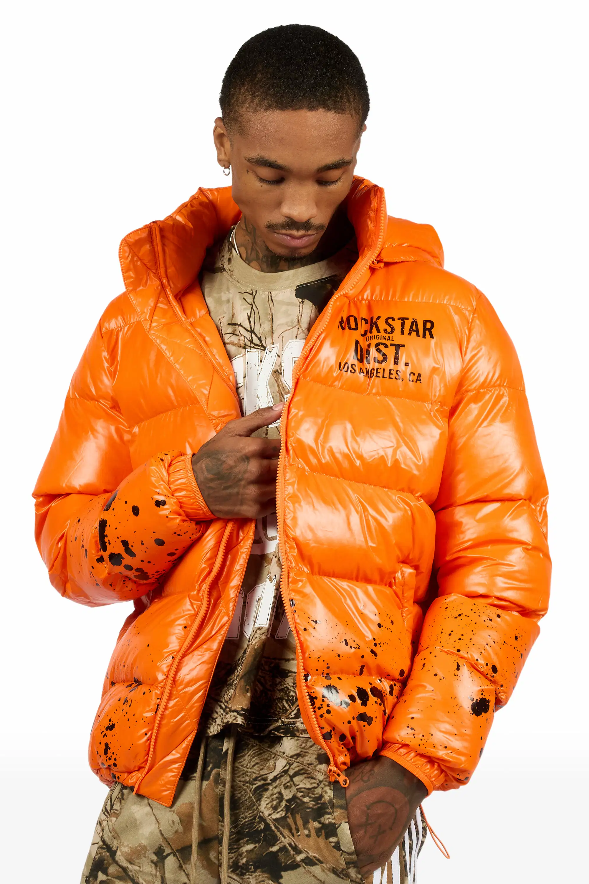 Raffer Orange Heavy Puffer Jacket - Image 2