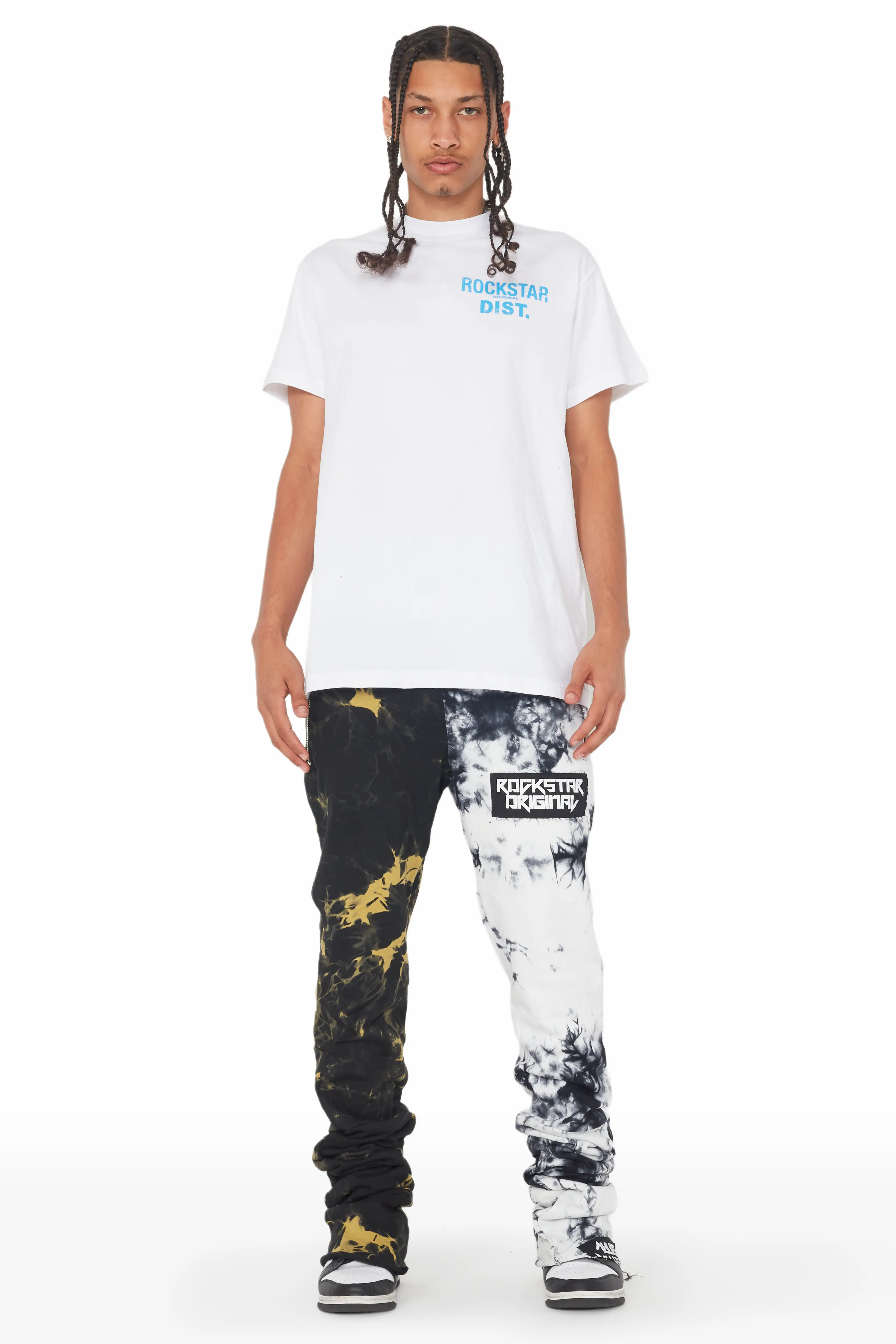 Braxx Grey/Yellow Super Stacked Flare Track Pant - Image 2