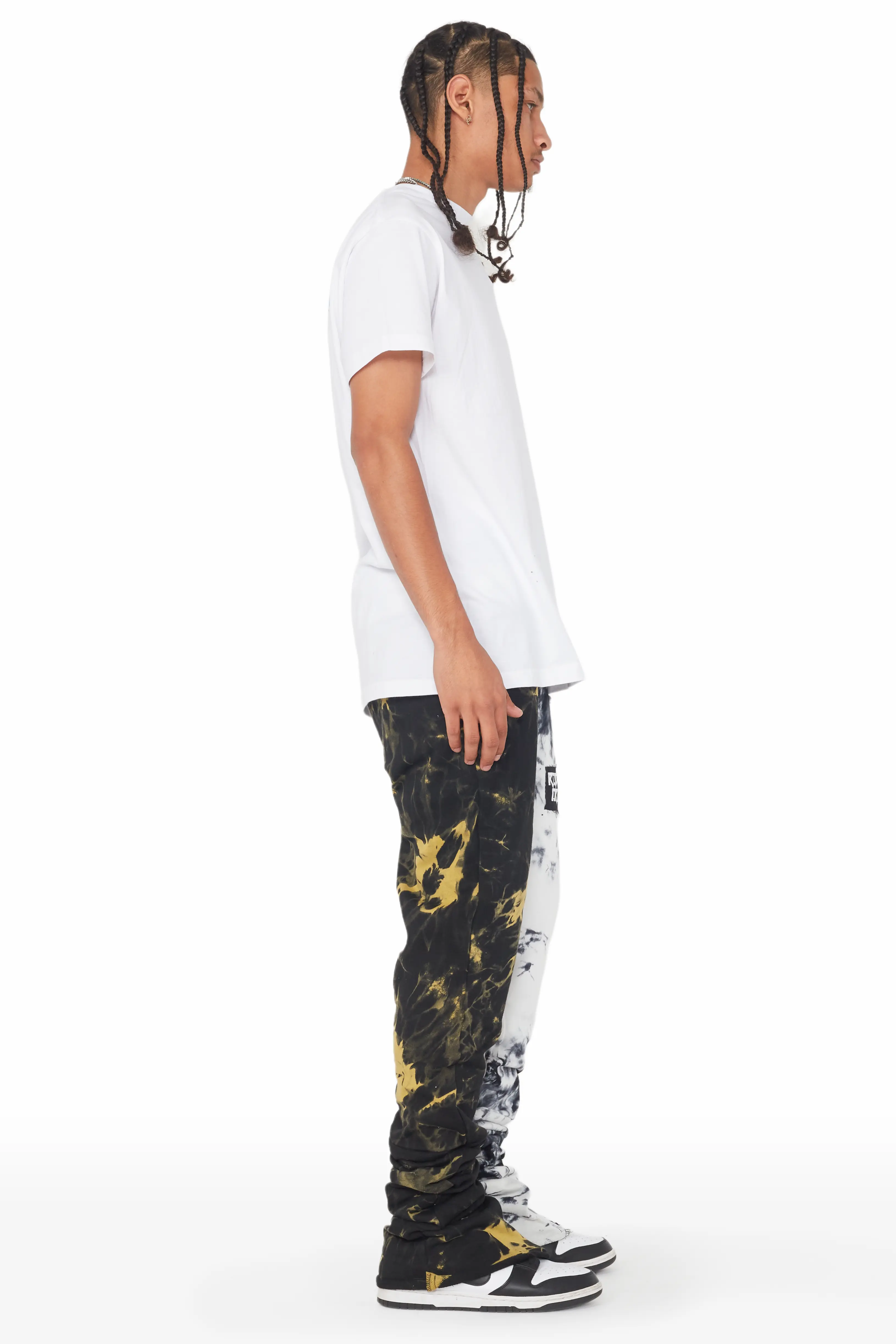 Braxx Grey/Yellow Super Stacked Flare Track Pant - Image 3