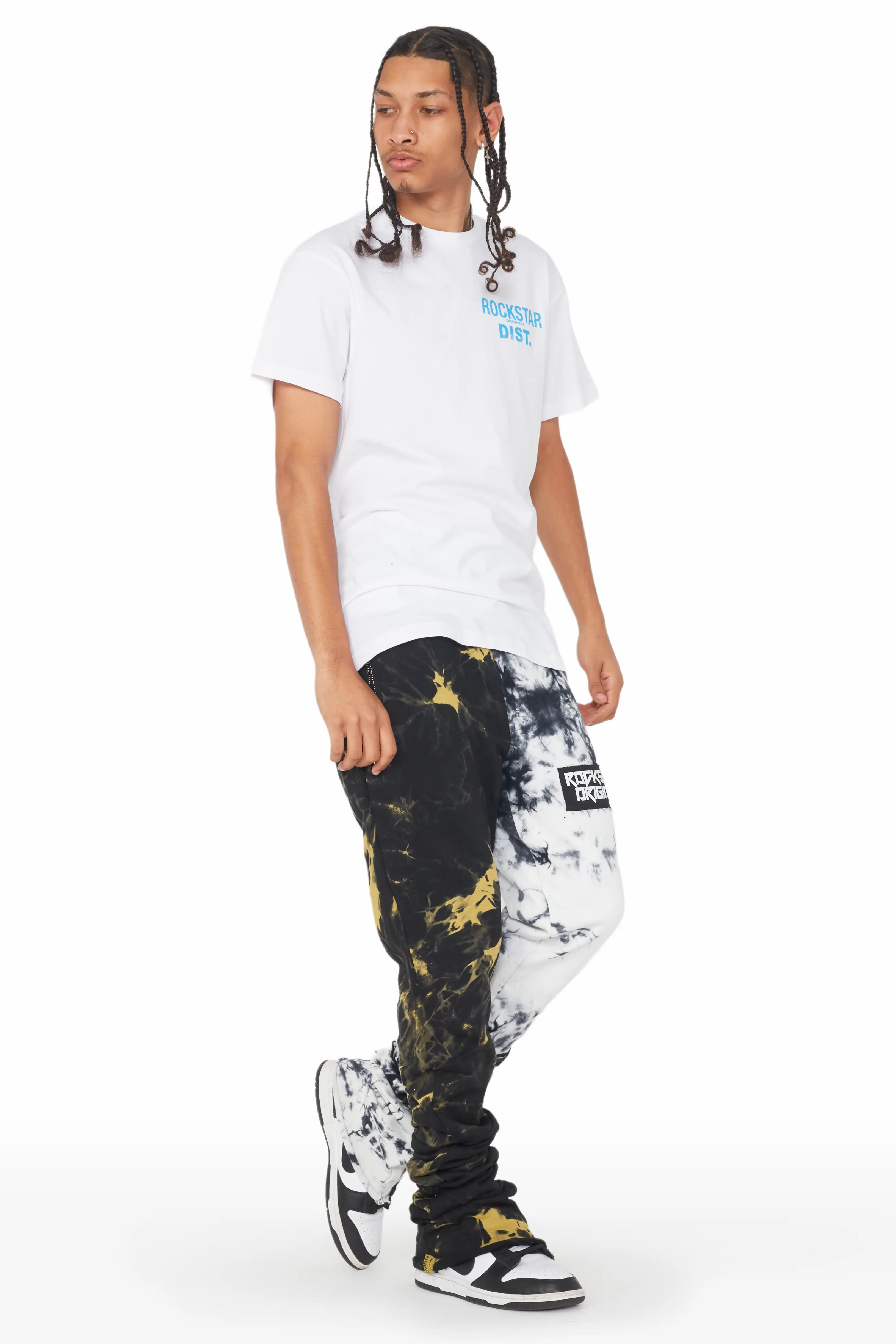 Braxx Grey/Yellow Super Stacked Flare Track Pant - Image 5