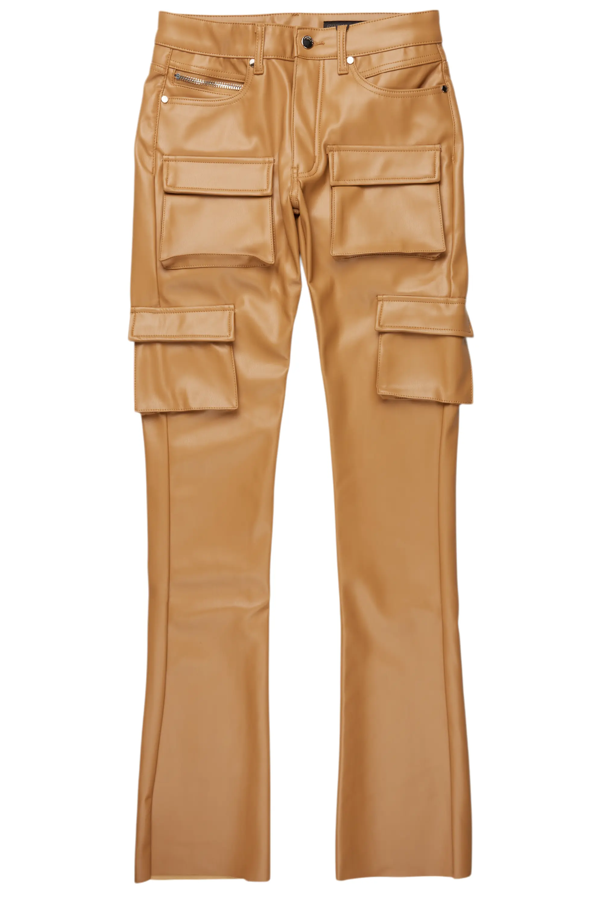 Khaza Beige PU Leather Jean - Image 2