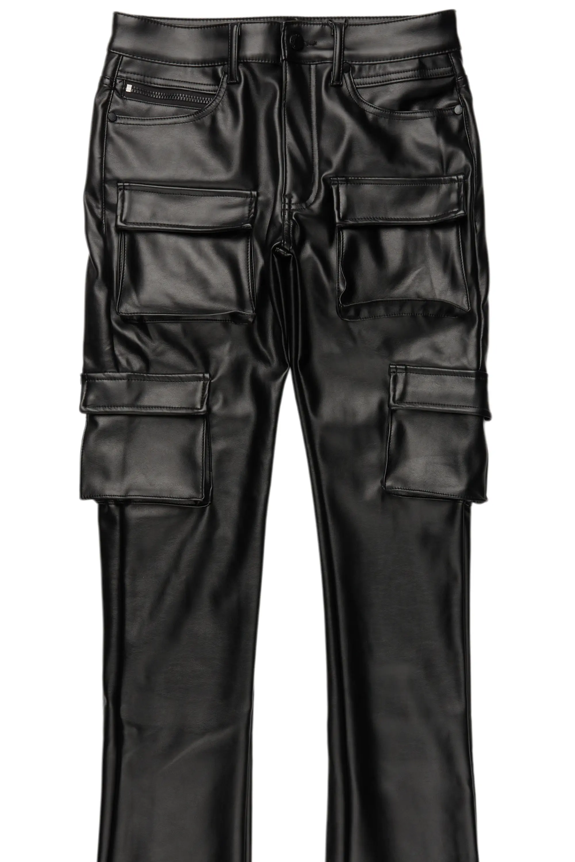 Khaza Black PU Leather Jean - Image 8