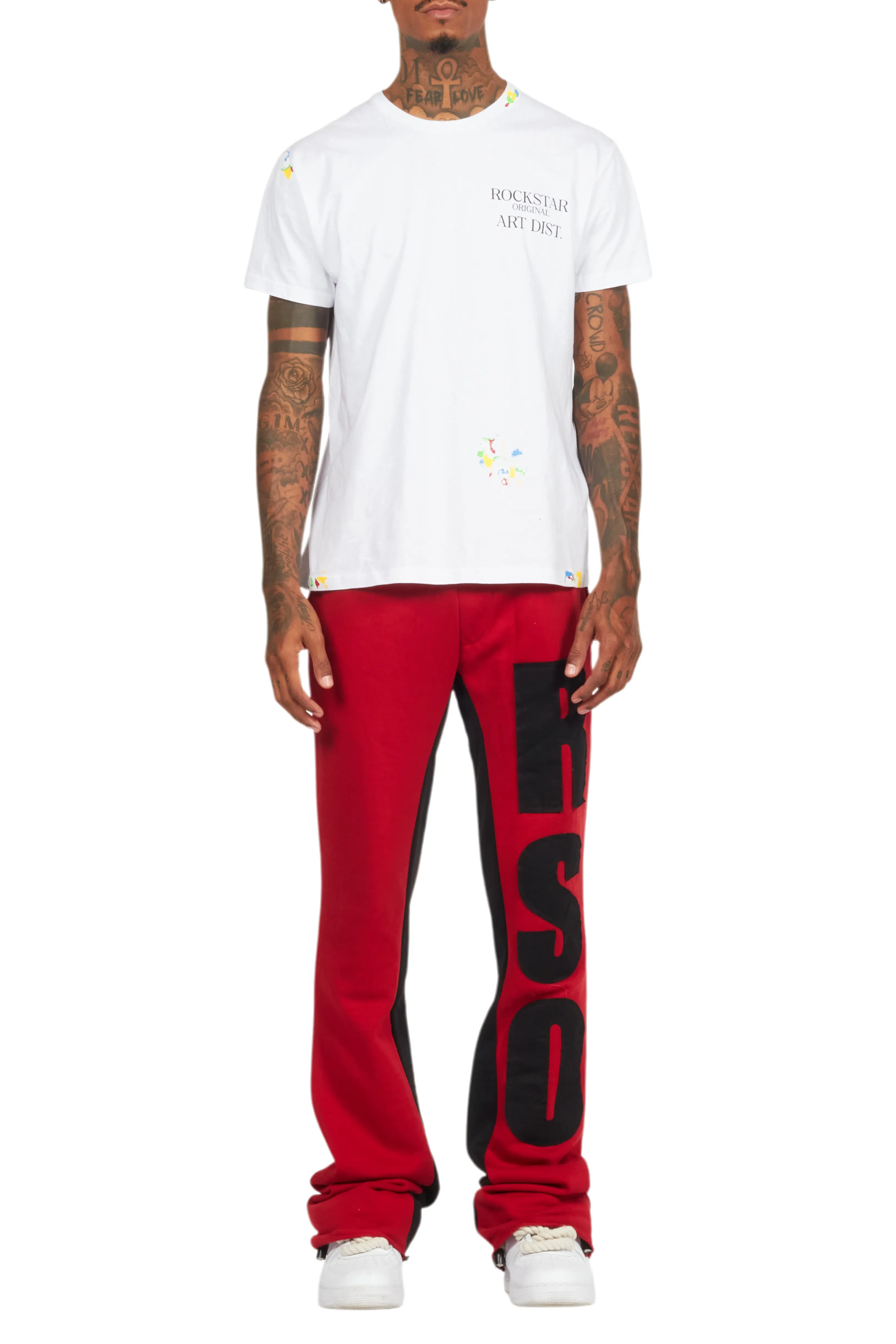 Uko Burgundy Stacked Baggy Track Pant - Image 10