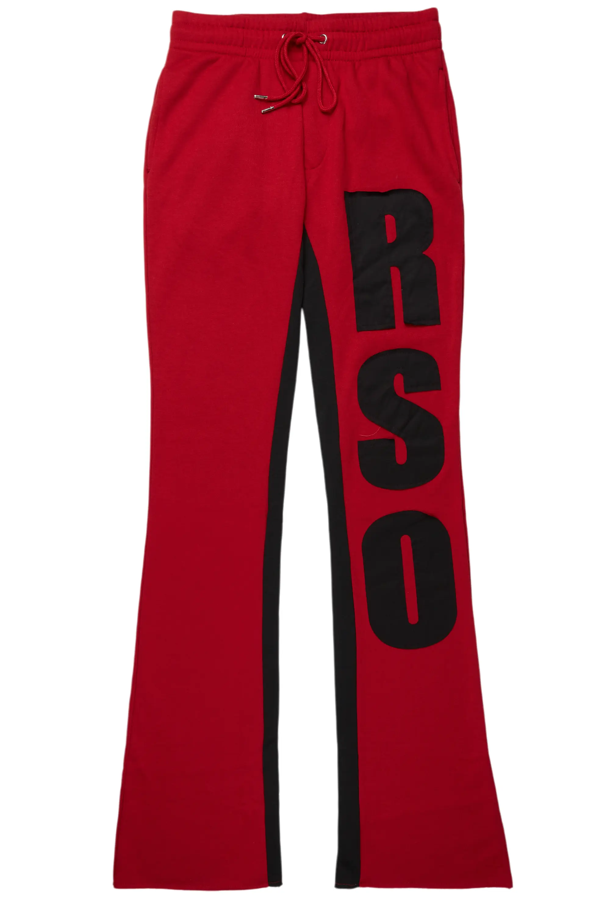 Uko Burgundy Stacked Baggy Track Pant - Image 2