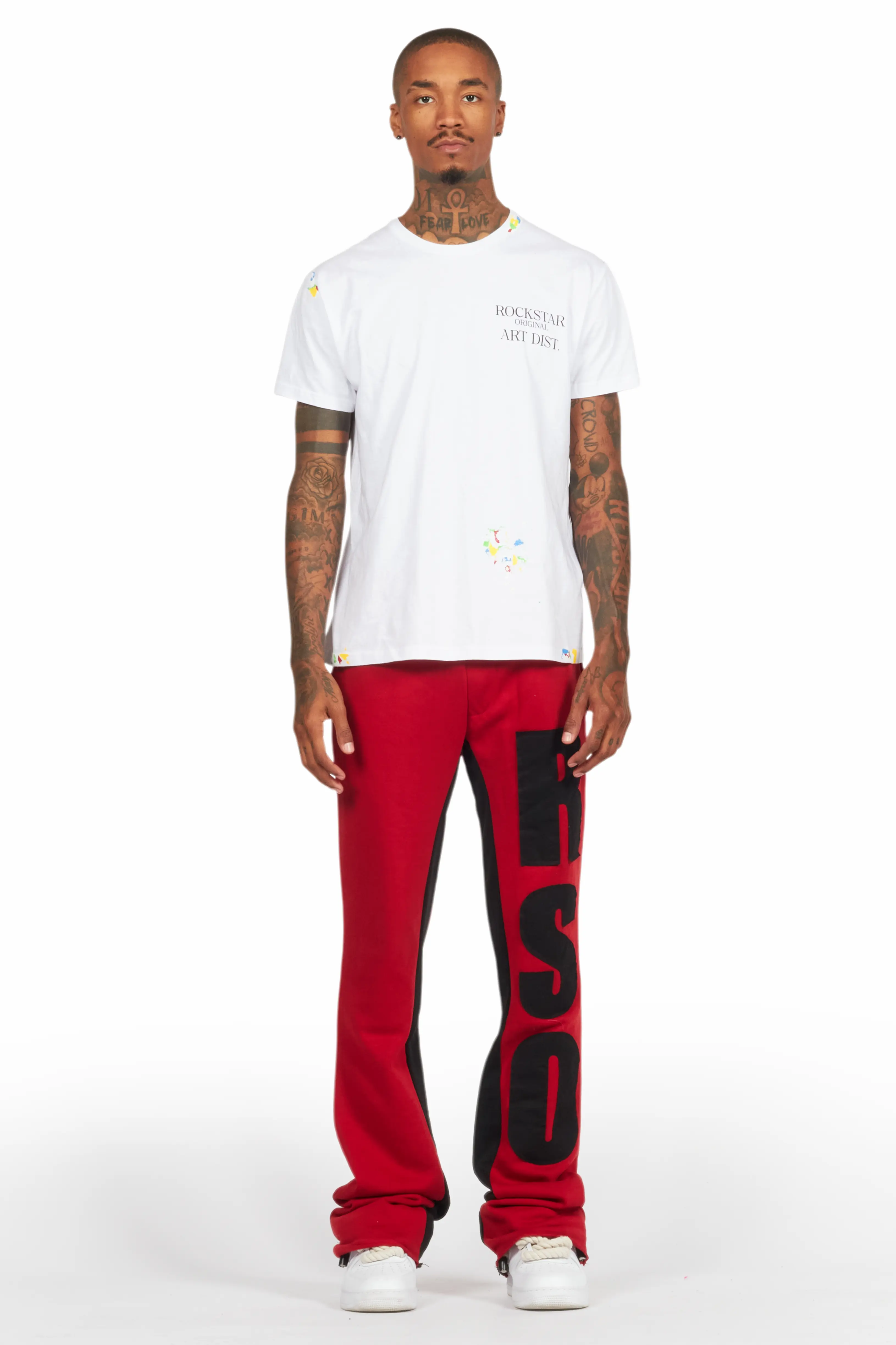 Uko Burgundy Stacked Baggy Track Pant - Image 3