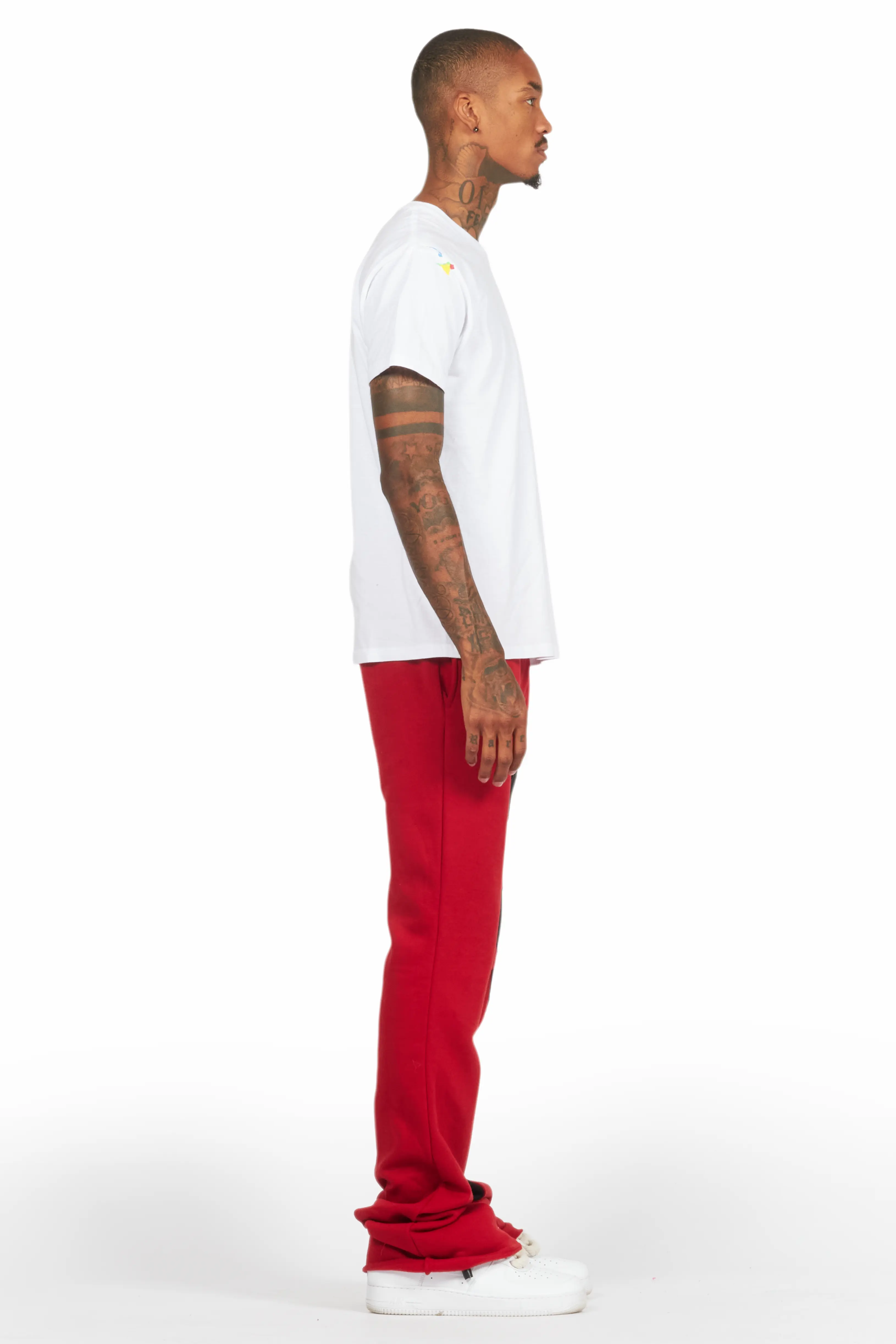 Uko Burgundy Stacked Baggy Track Pant - Image 5