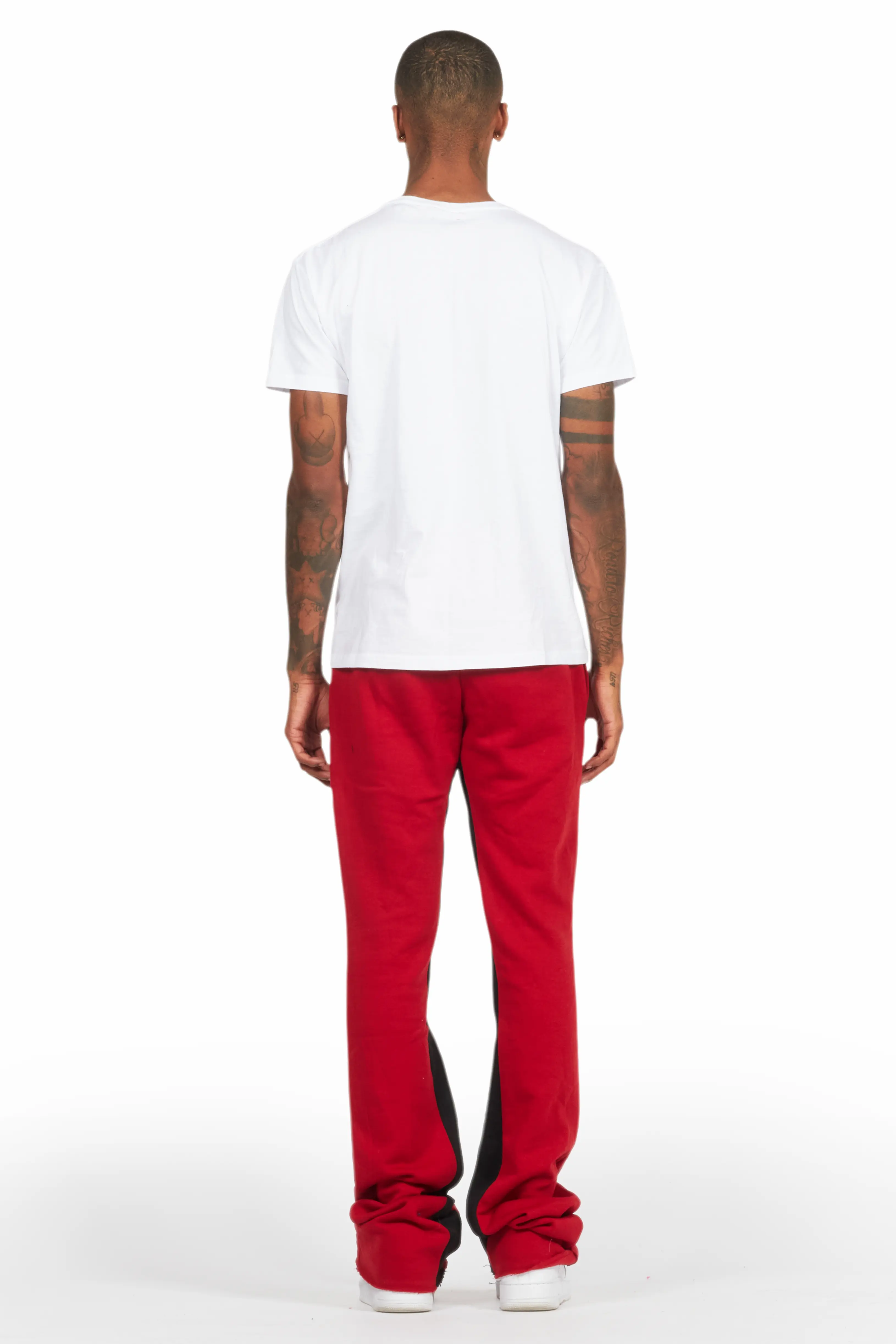 Uko Burgundy Stacked Baggy Track Pant - Image 6