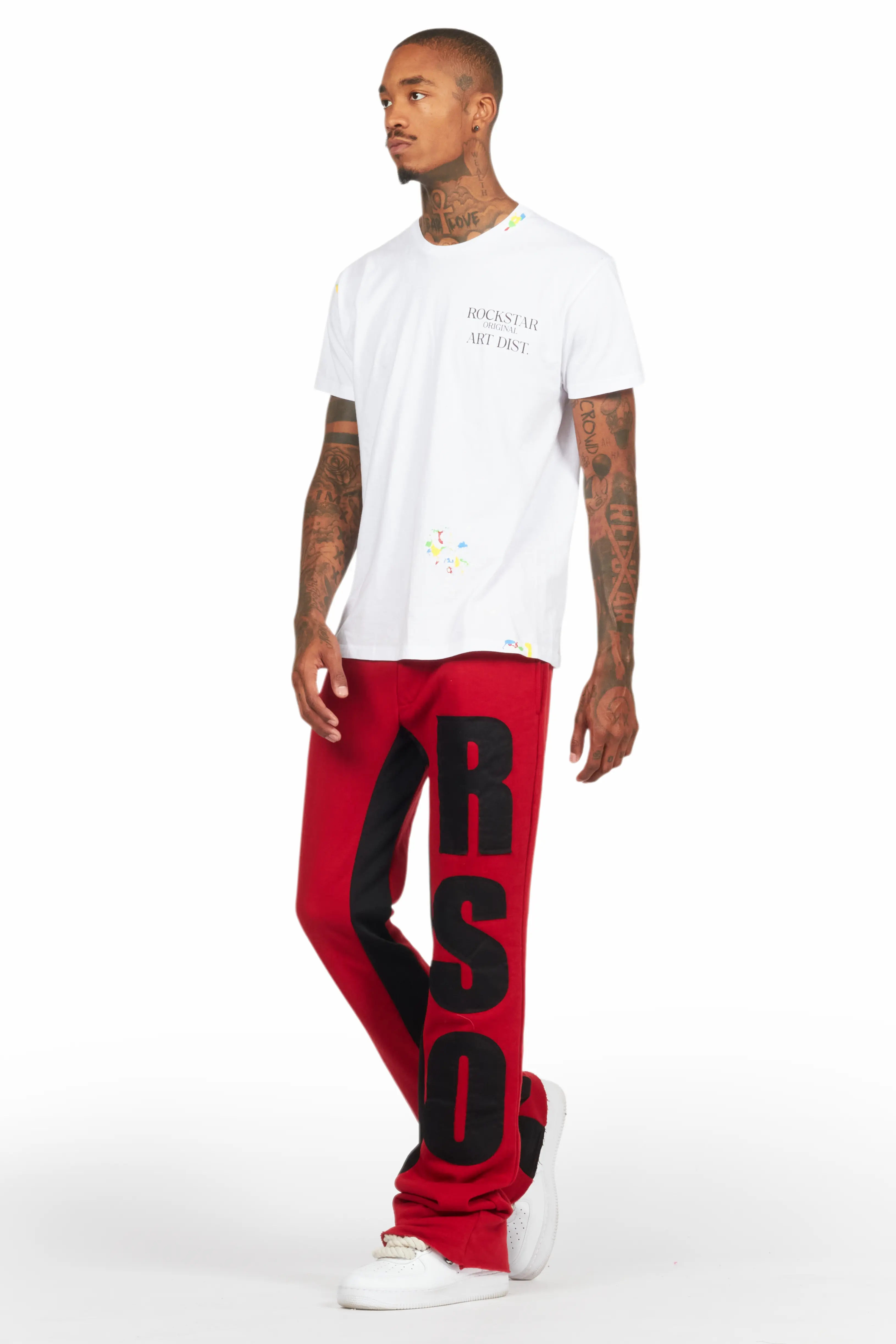 Uko Burgundy Stacked Baggy Track Pant - Image 7