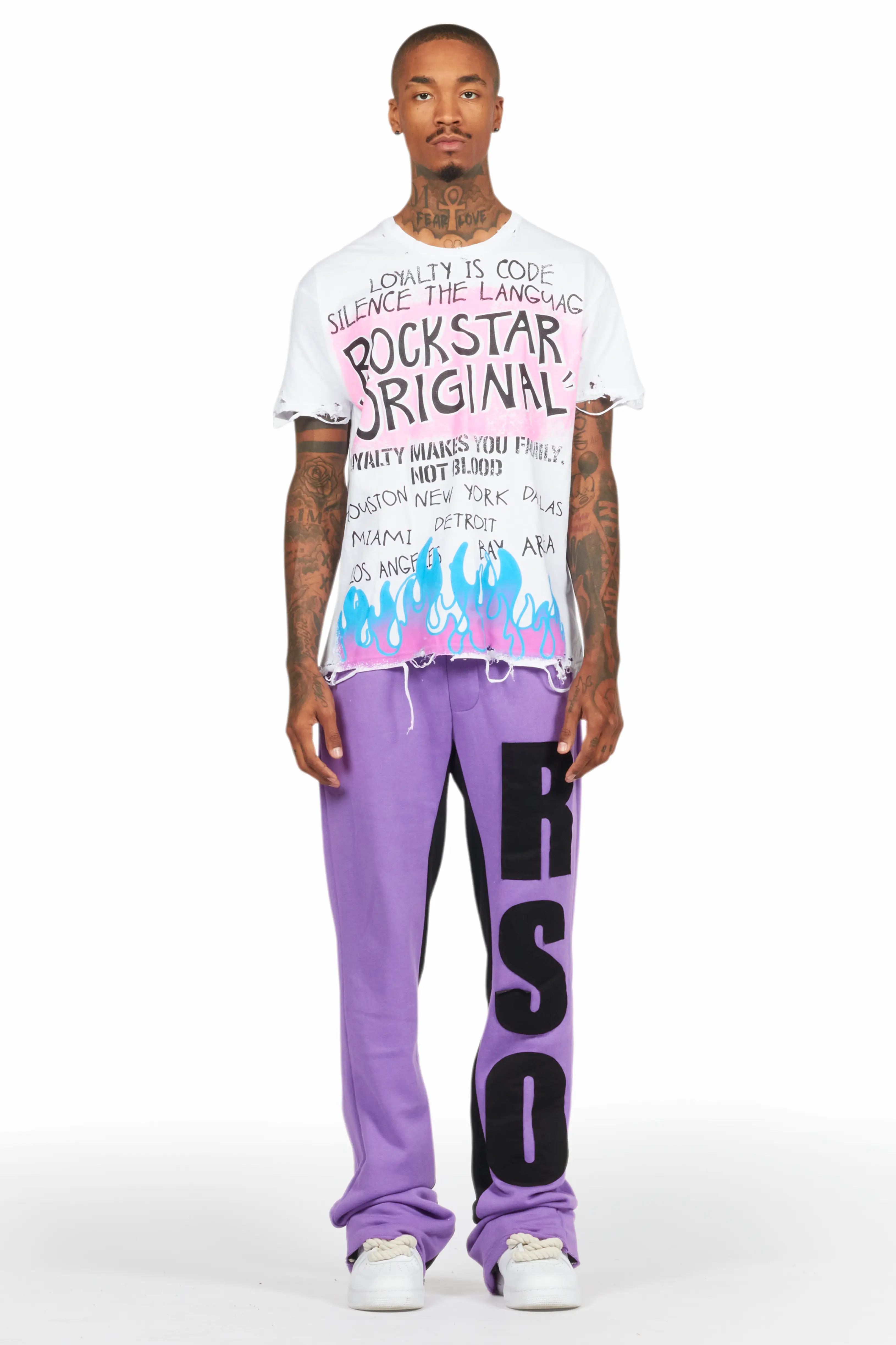 Uko Purple Stacked Baggy Track Pant - Image 3