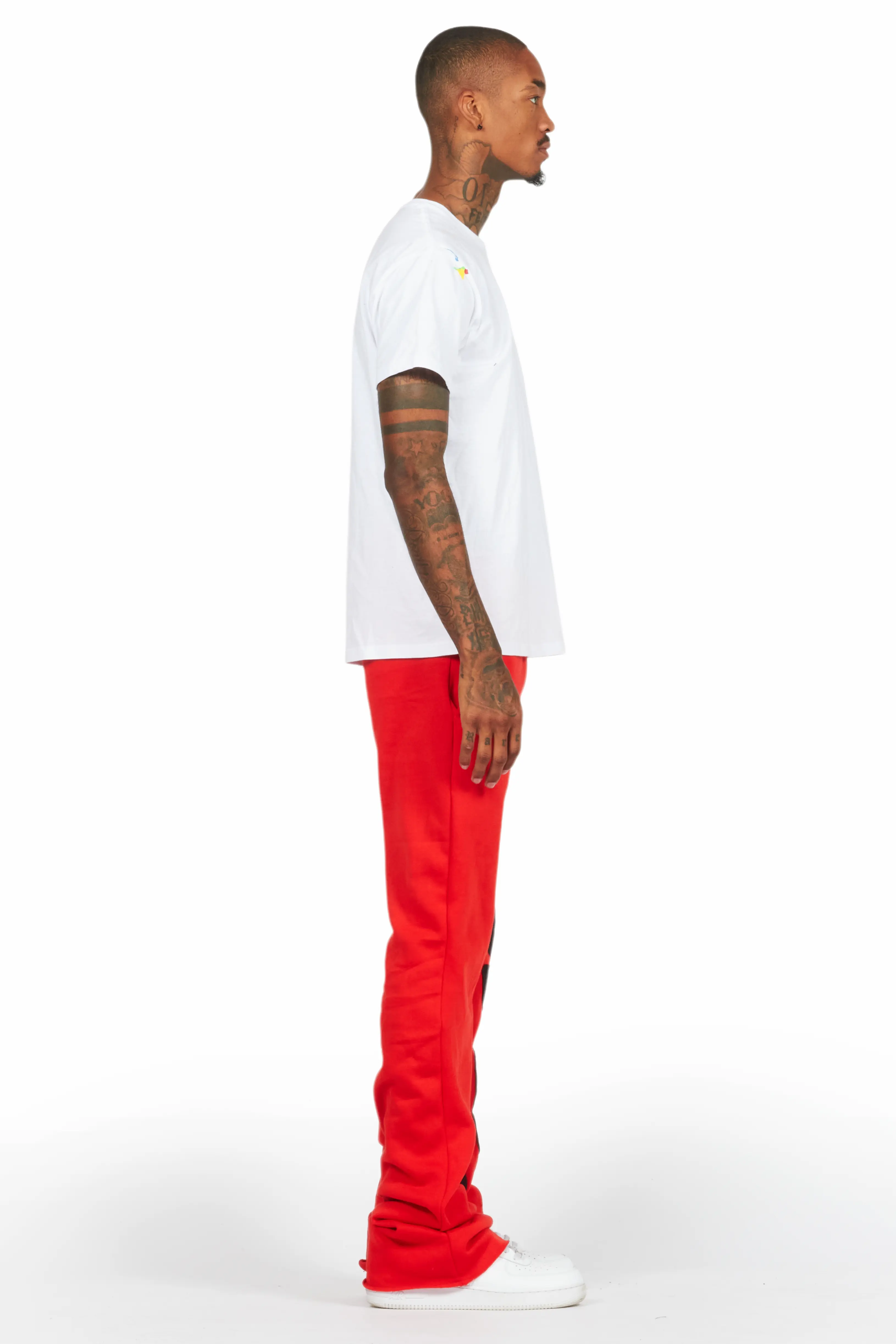 Uko Red Stacked Baggy Track Pant - Image 5