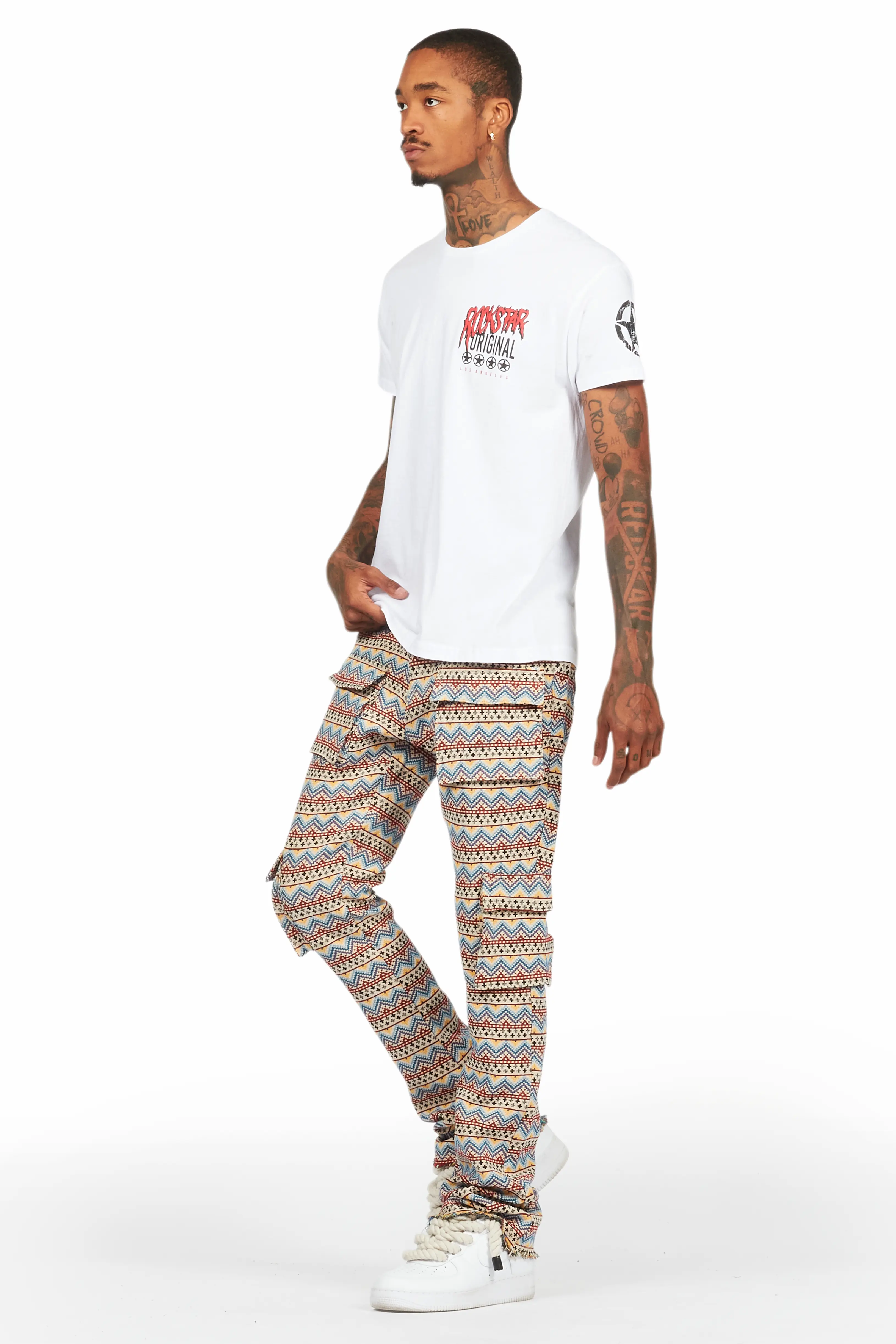 Zierry Tapestry Multi Cargo Stacked Flare Jean - Image 6