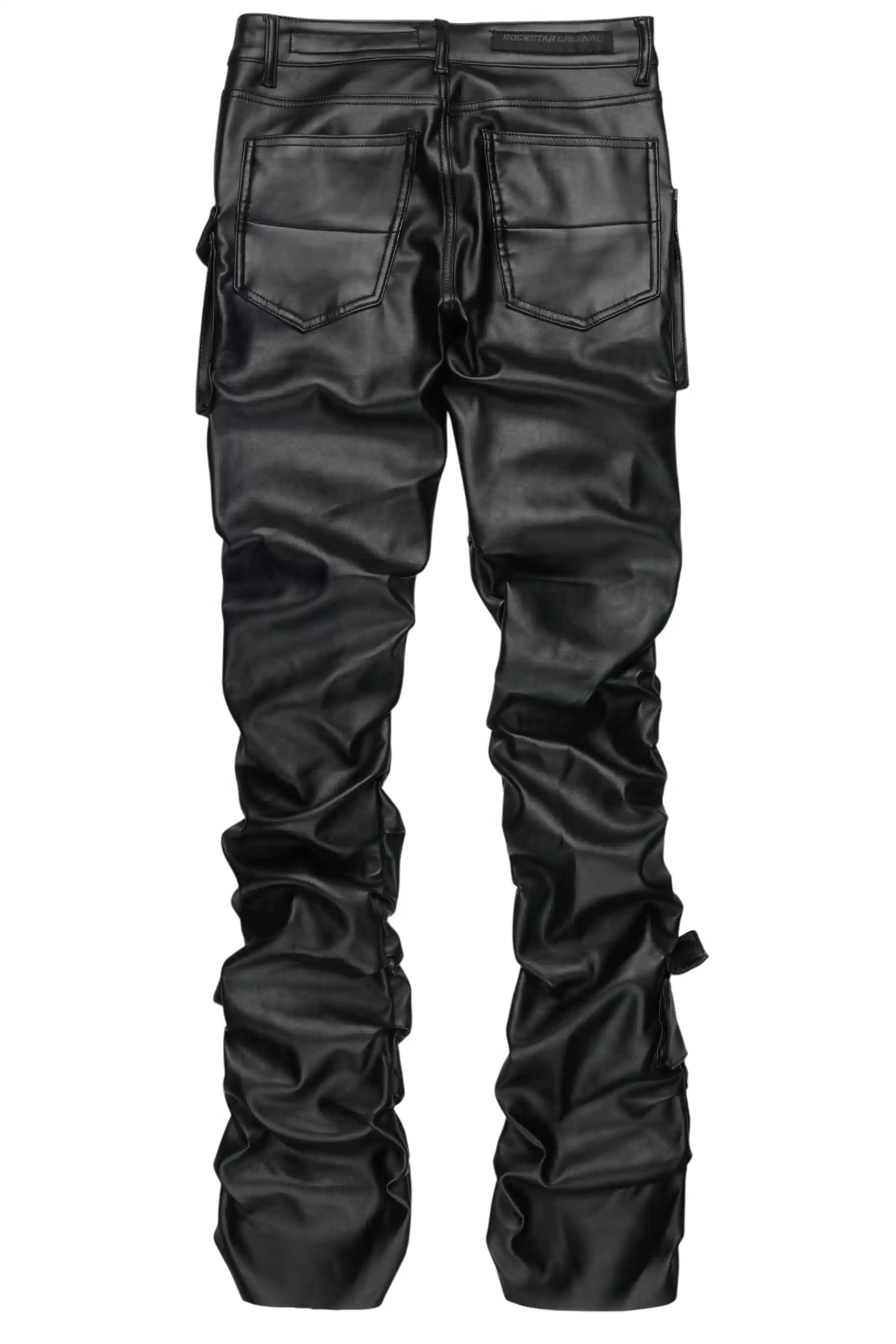 Gentry Black Stacked Flare PU Pants - Image 8