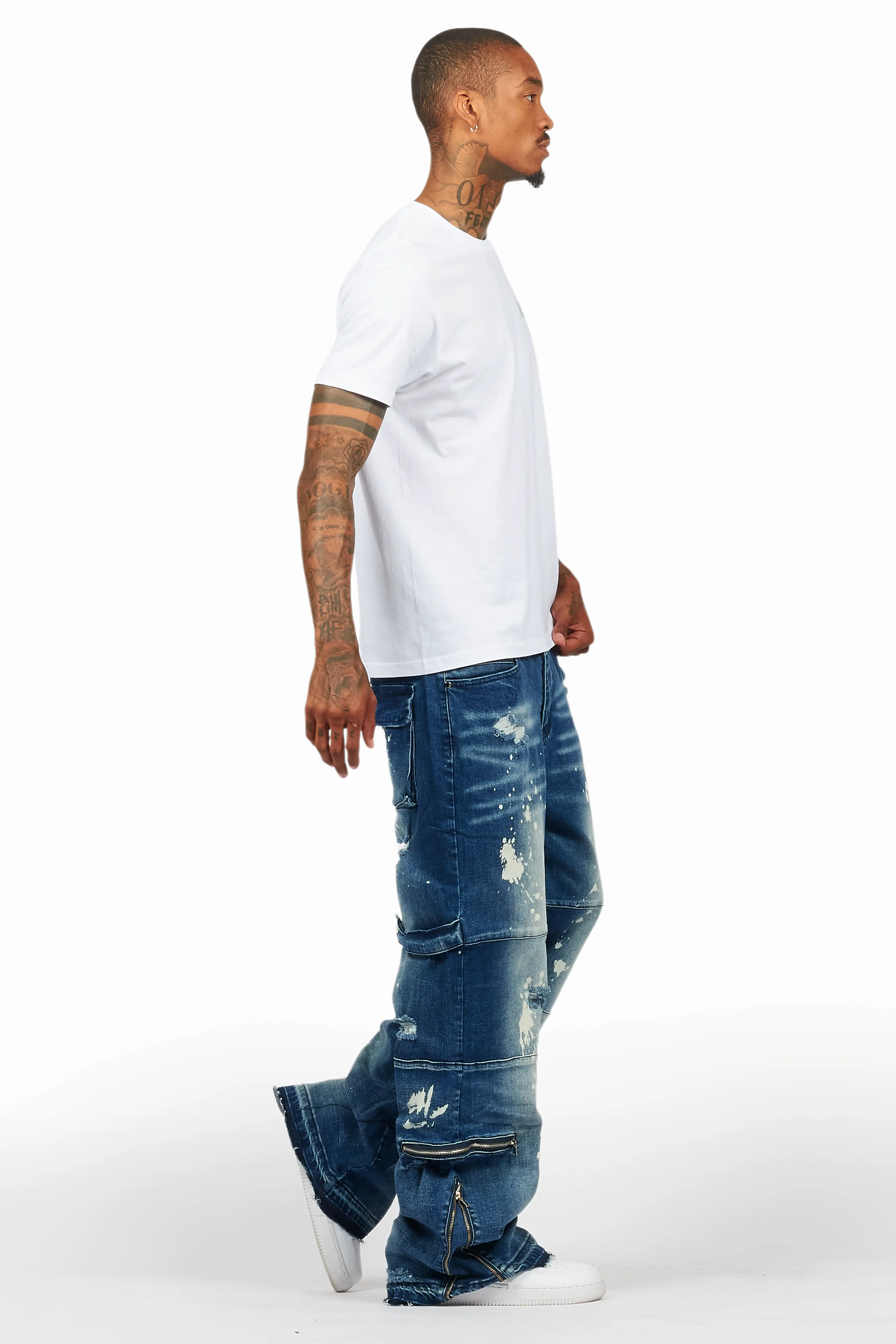 Grib Blue Bleach Baggy Jeans - Image 4