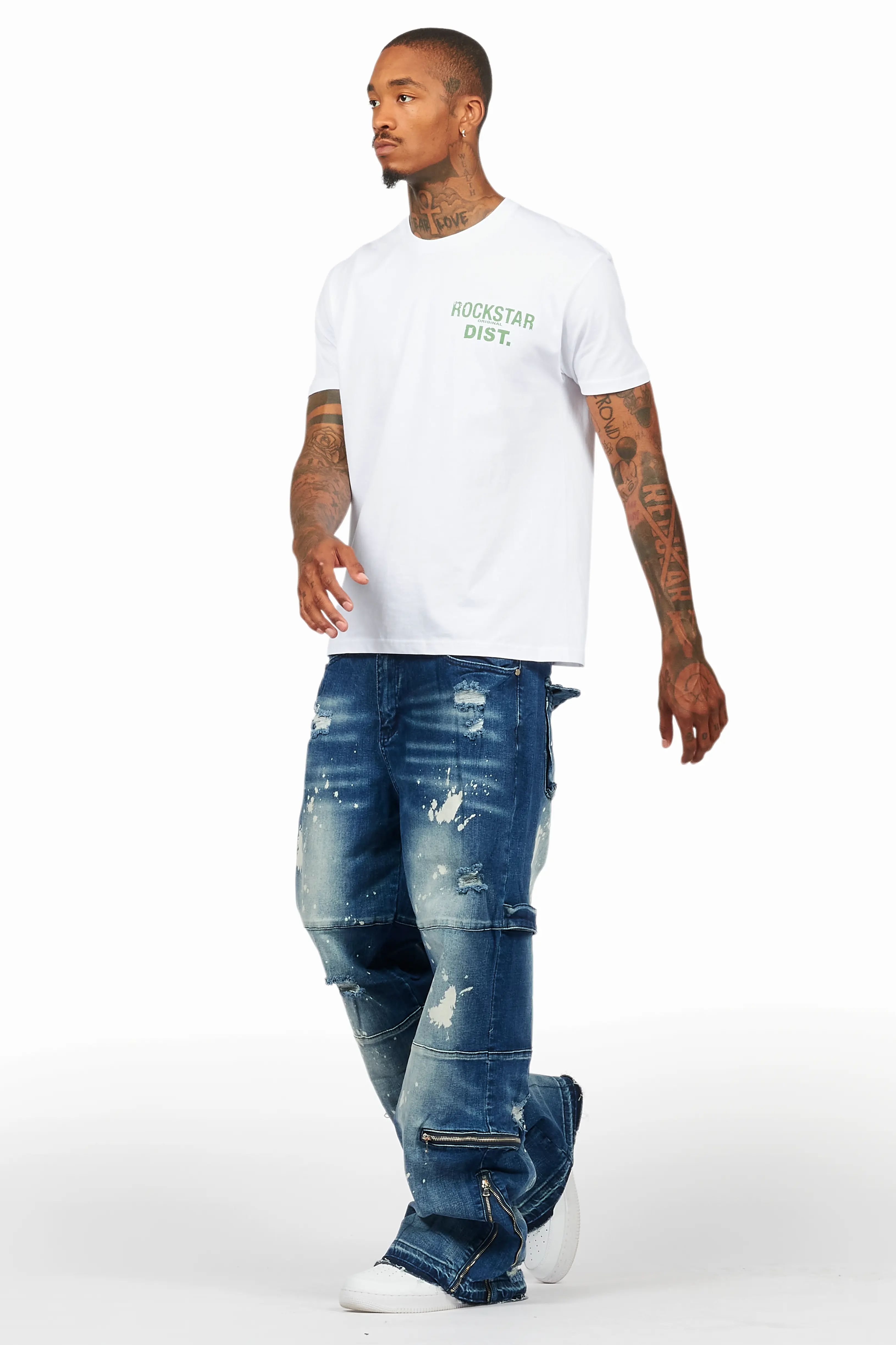 Grib Blue Bleach Baggy Jeans - Image 6