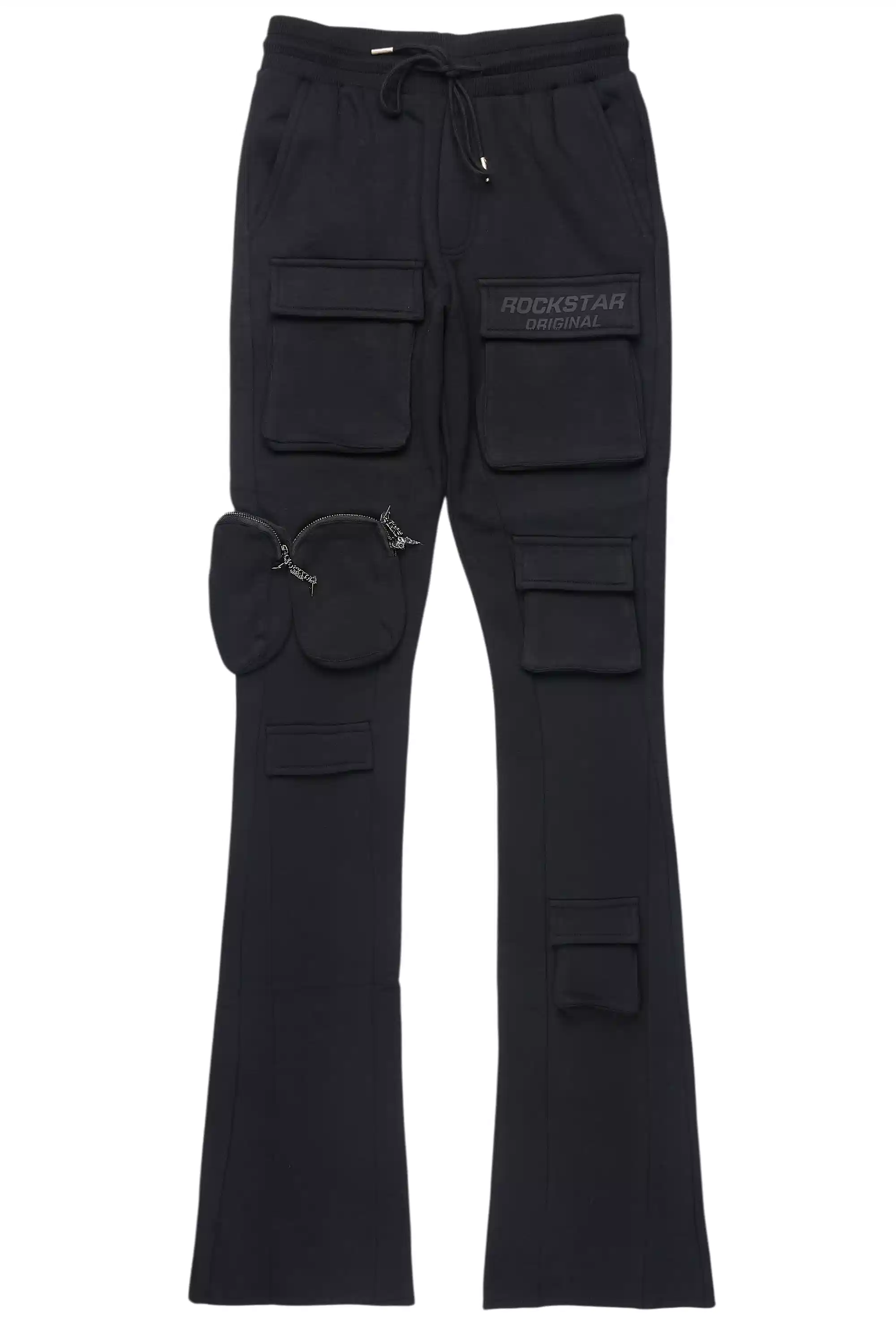 Noriko Black/Black Stacked Flare Track Pant - Image 2