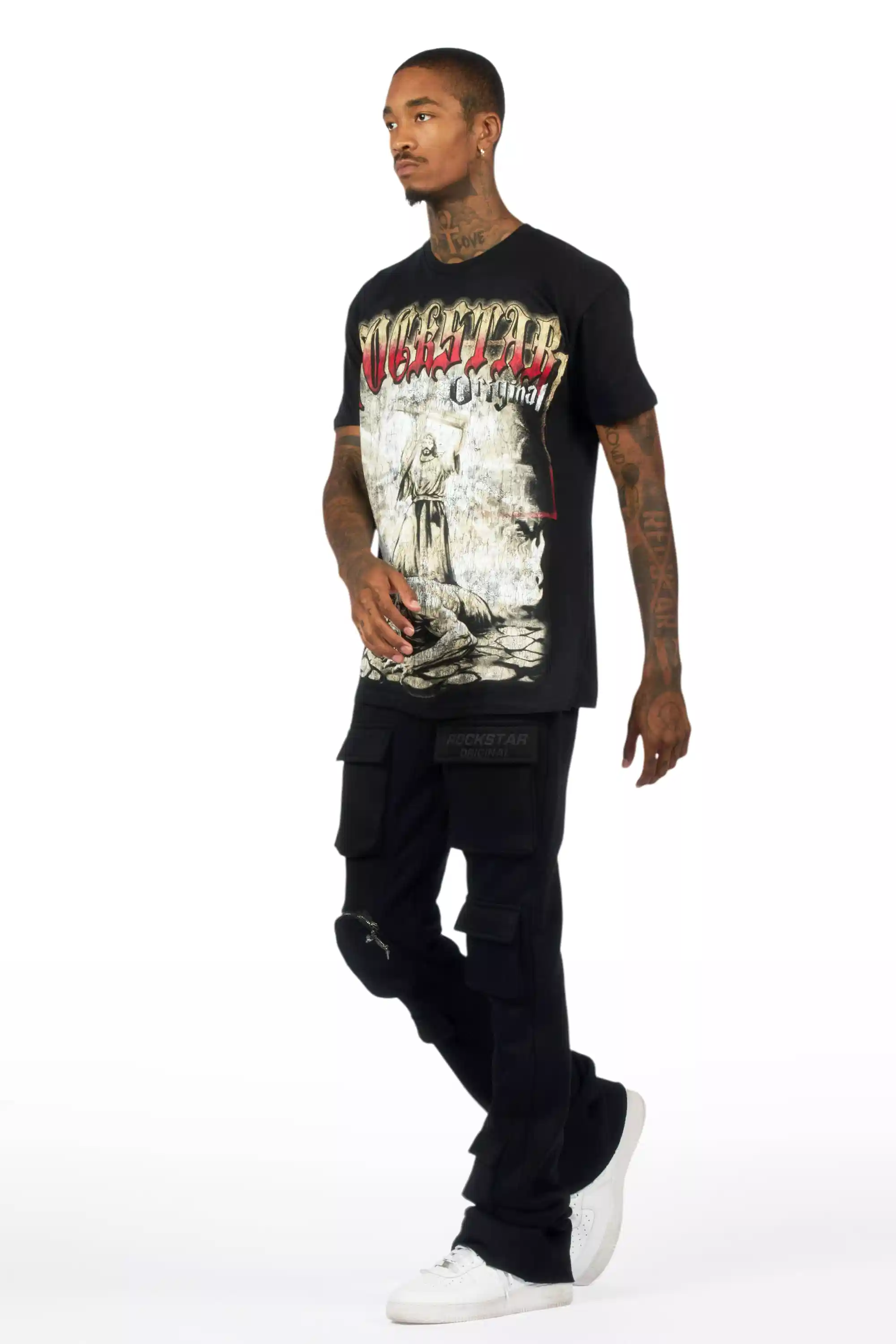 Noriko Black/Black Stacked Flare Track Pant - Image 7