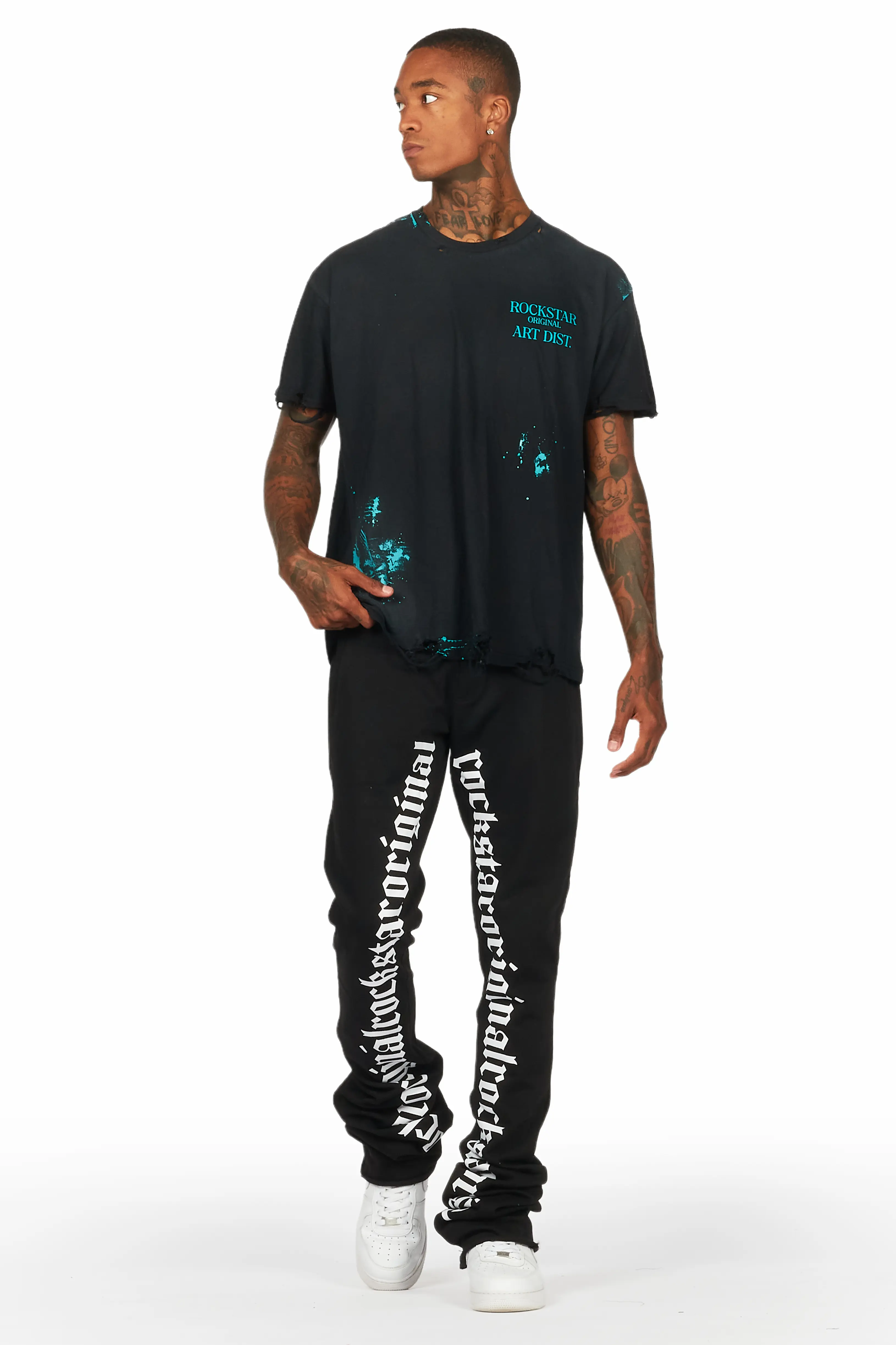 Callie Black/White Super Stacked Flare Pants - Image 3
