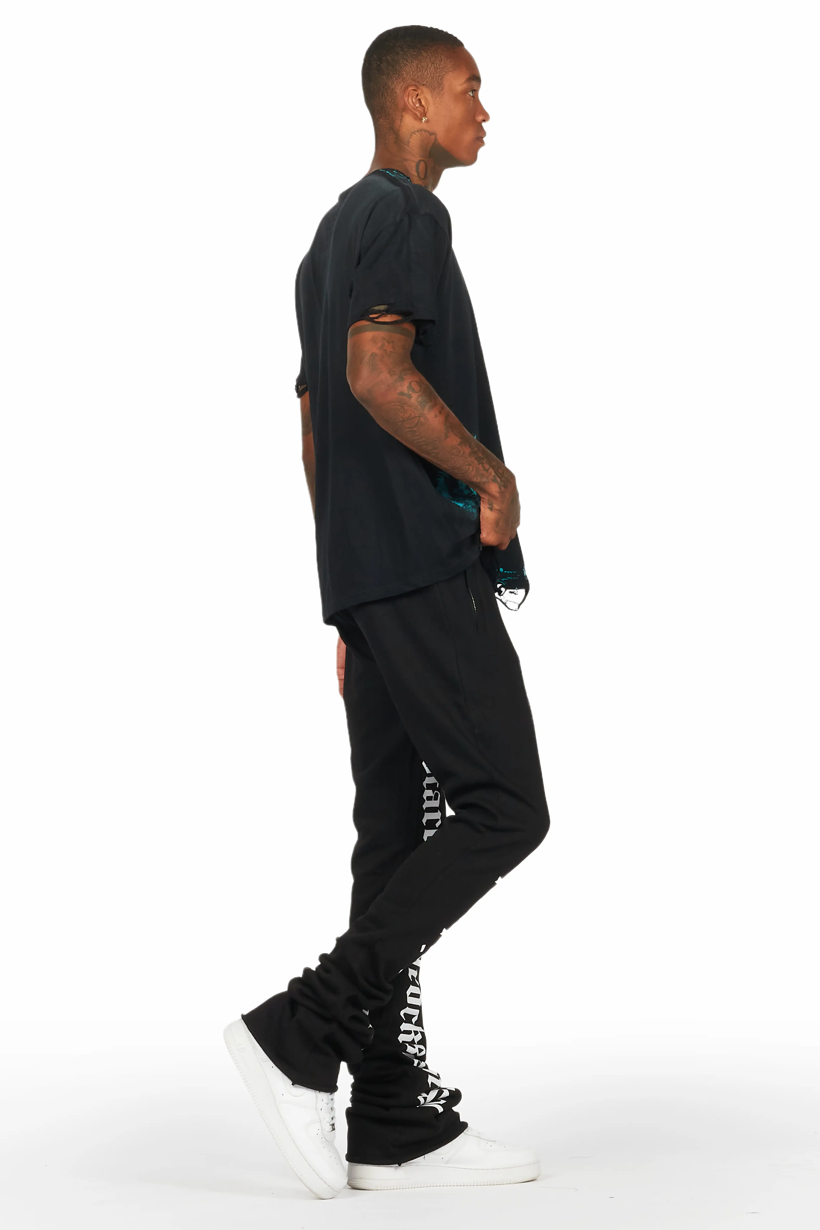 Callie Black/White Super Stacked Flare Pants - Image 4