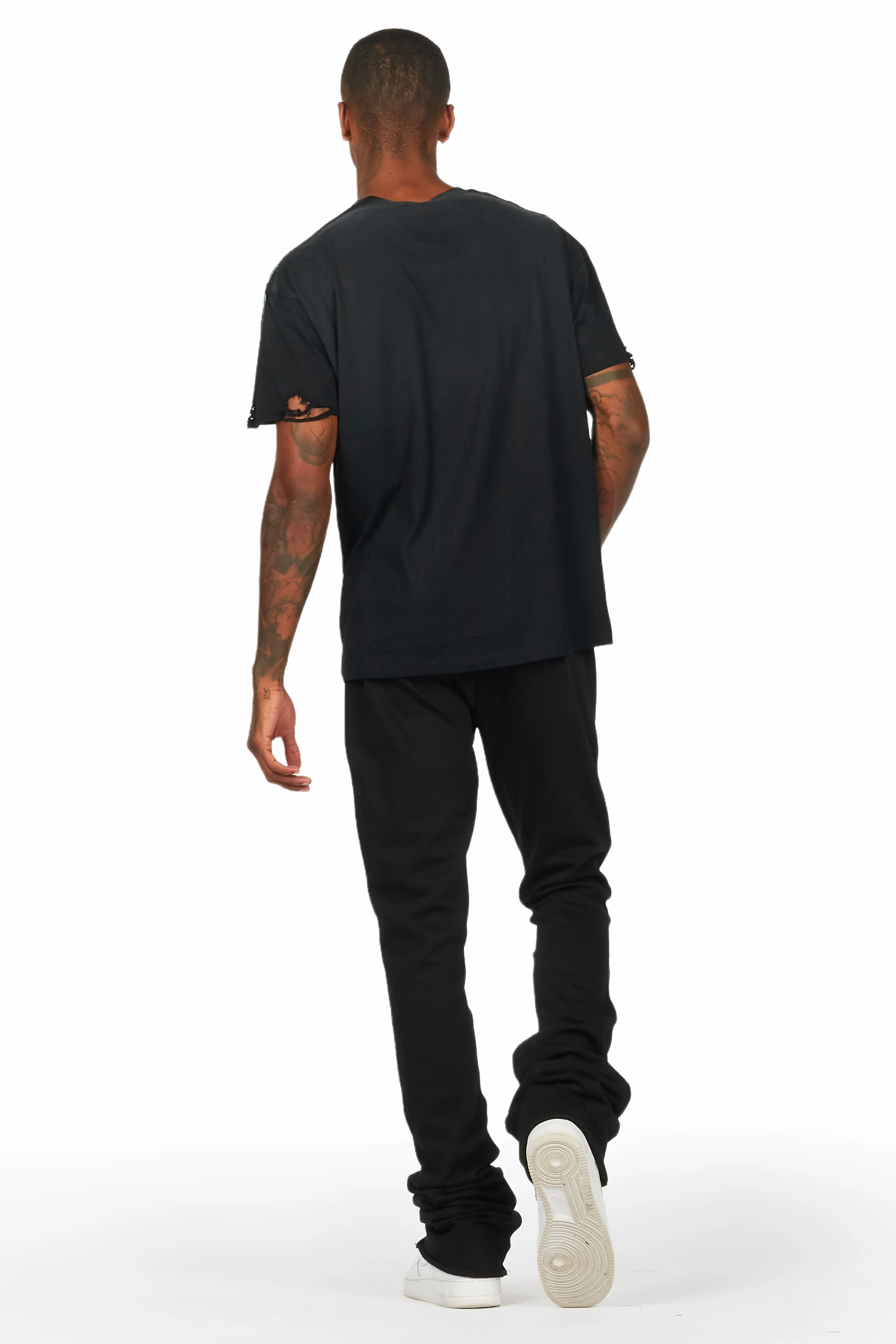 Callie Black/White Super Stacked Flare Pants - Image 5