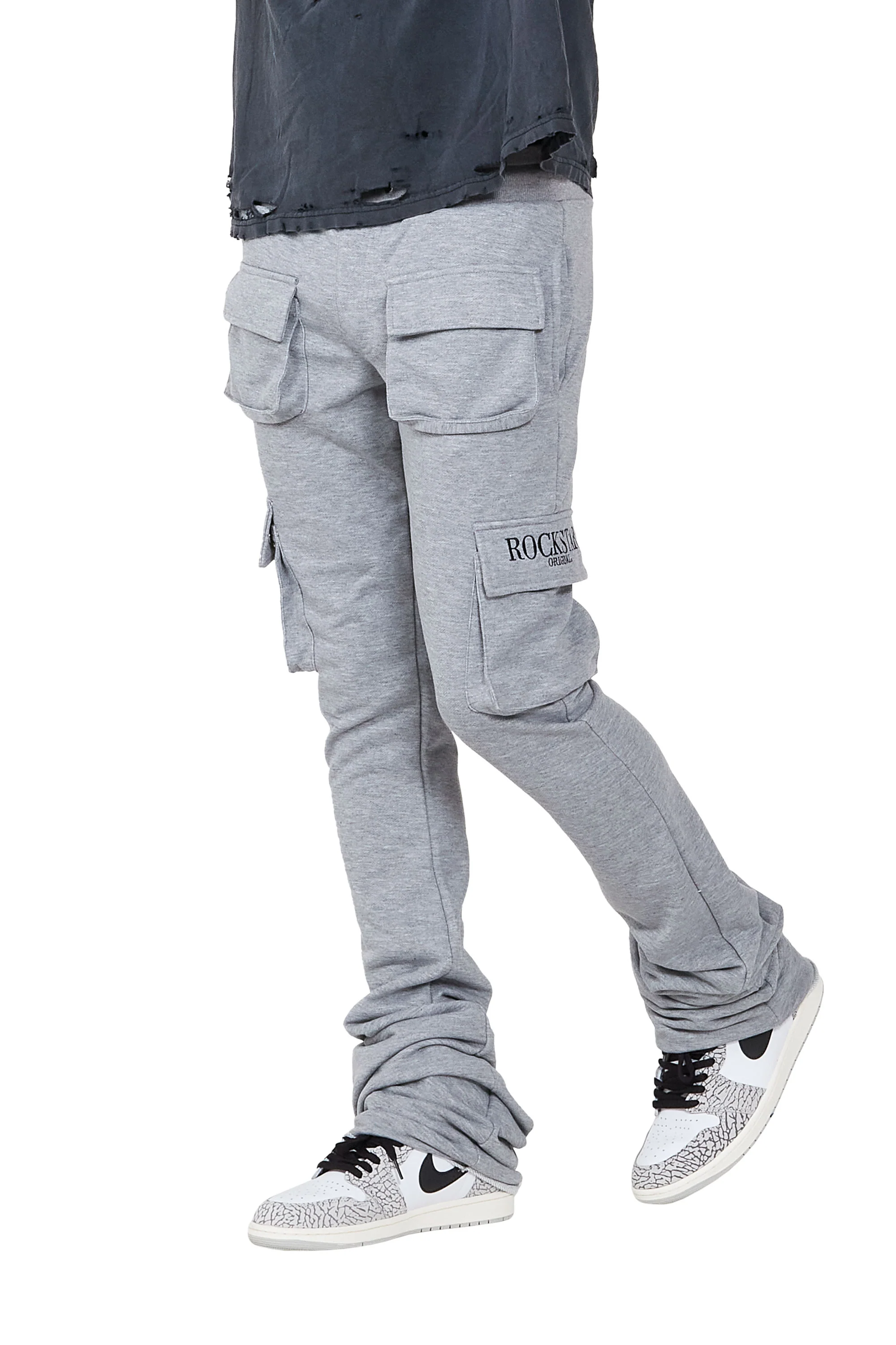 Eloise Heather Grey Stacked Flare Pants - Image 5