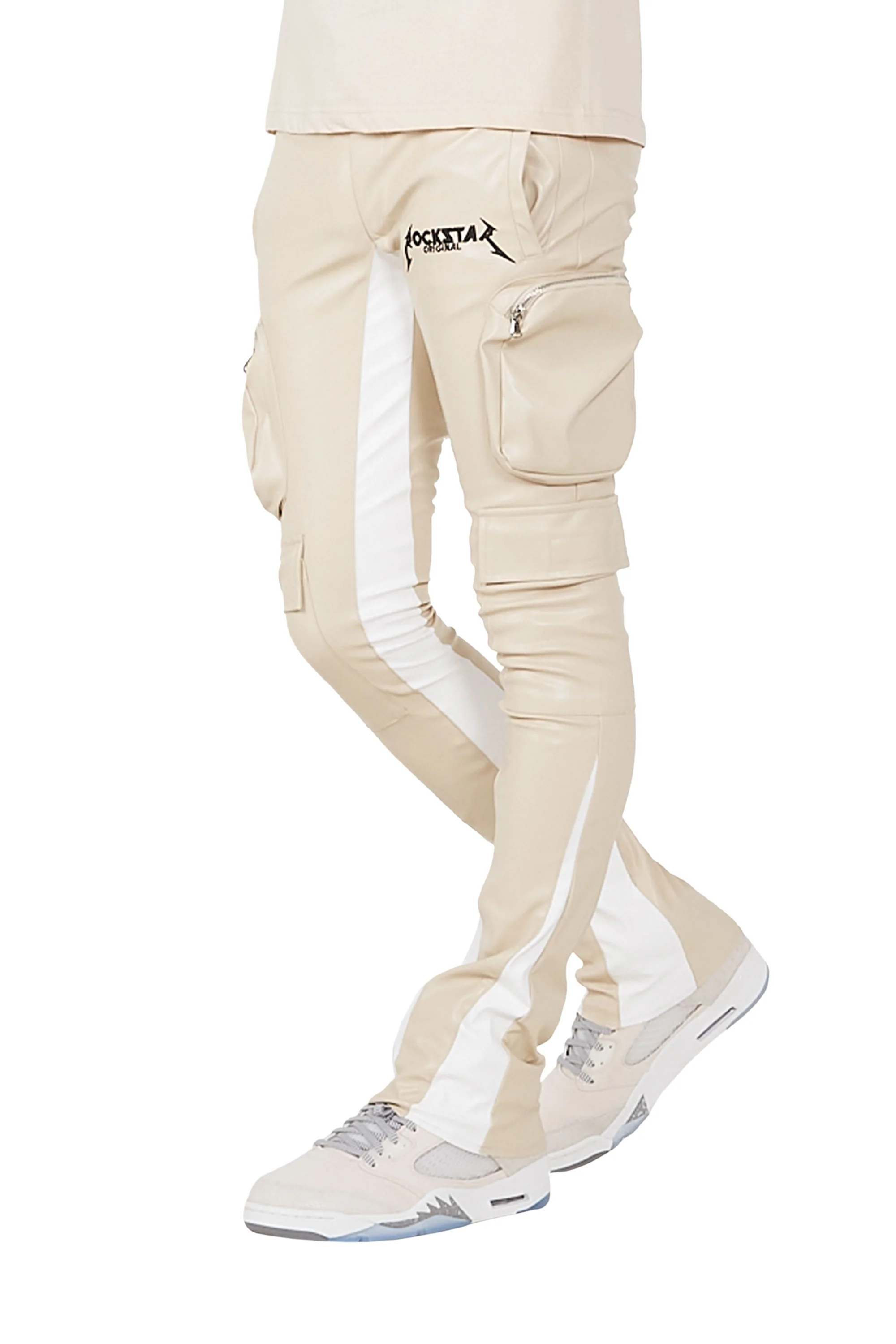 Lawson Beige/White Stacked Flare Pants - Image 5
